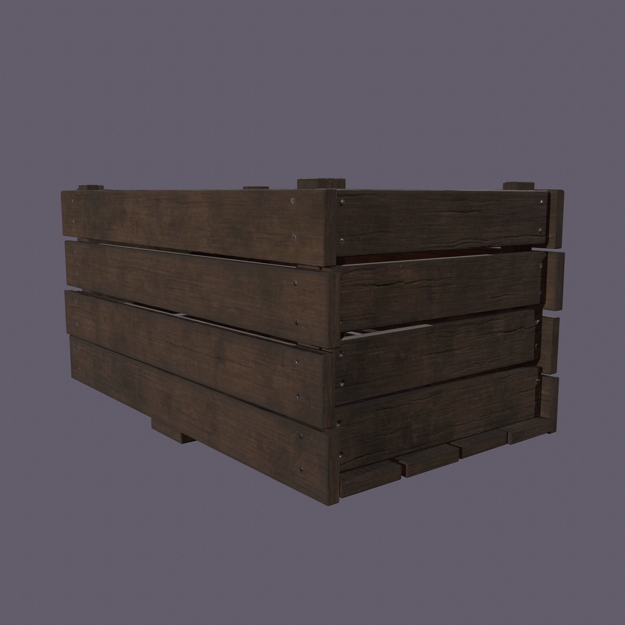 Wooden Crate Low-poly 3D model_14