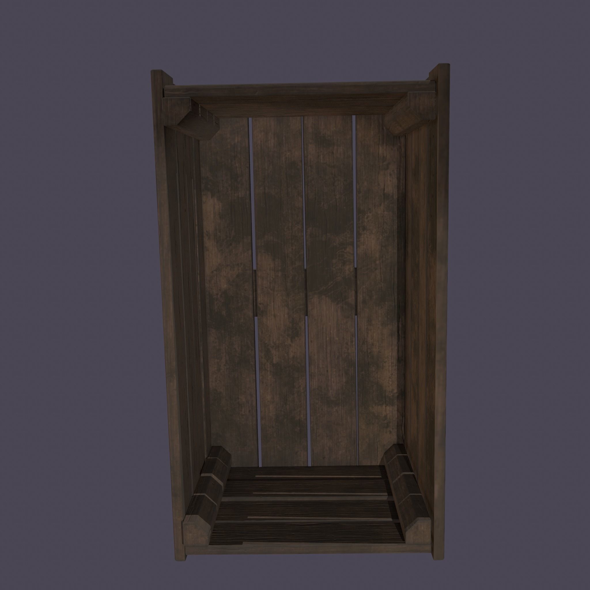 Wooden Crate Low-poly 3D model_13
