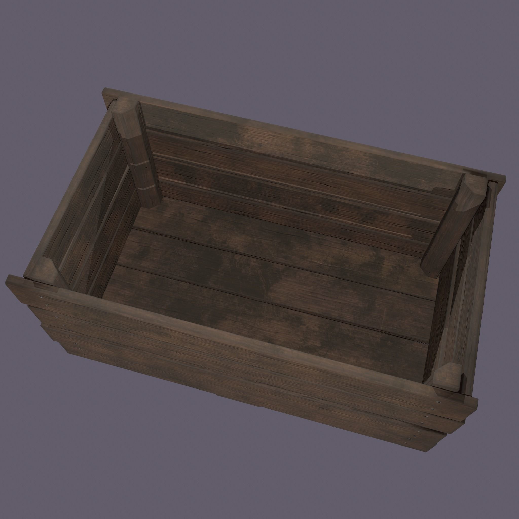 Wooden Crate Low-poly 3D model_15