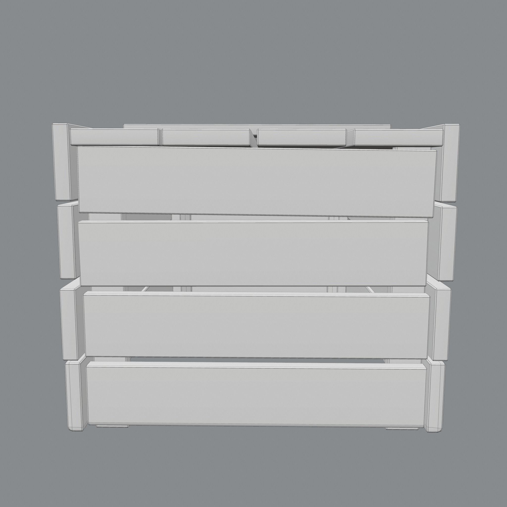 Wooden Crate Low-poly 3D model_21