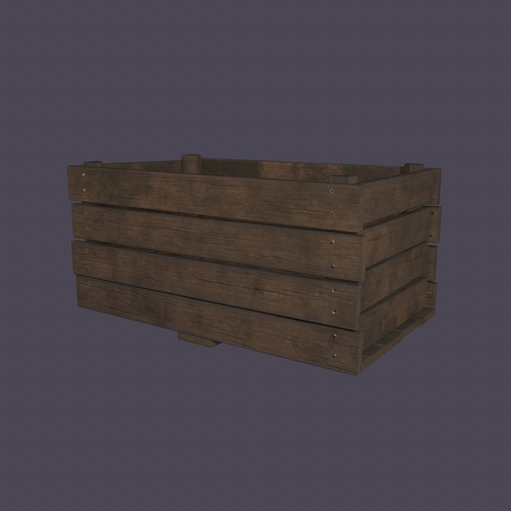 Wooden Crate Low-poly 3D model_2