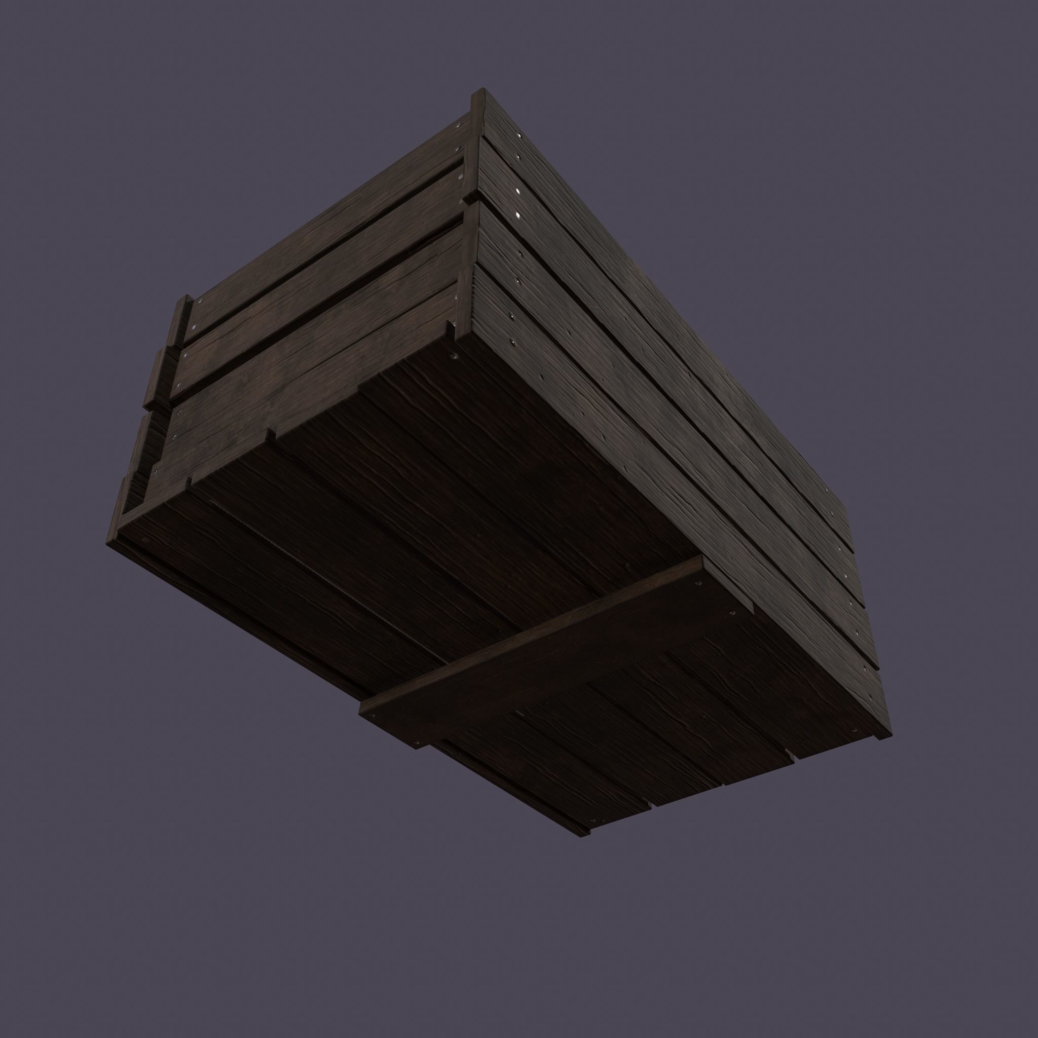 Wooden Crate Low-poly 3D model_7