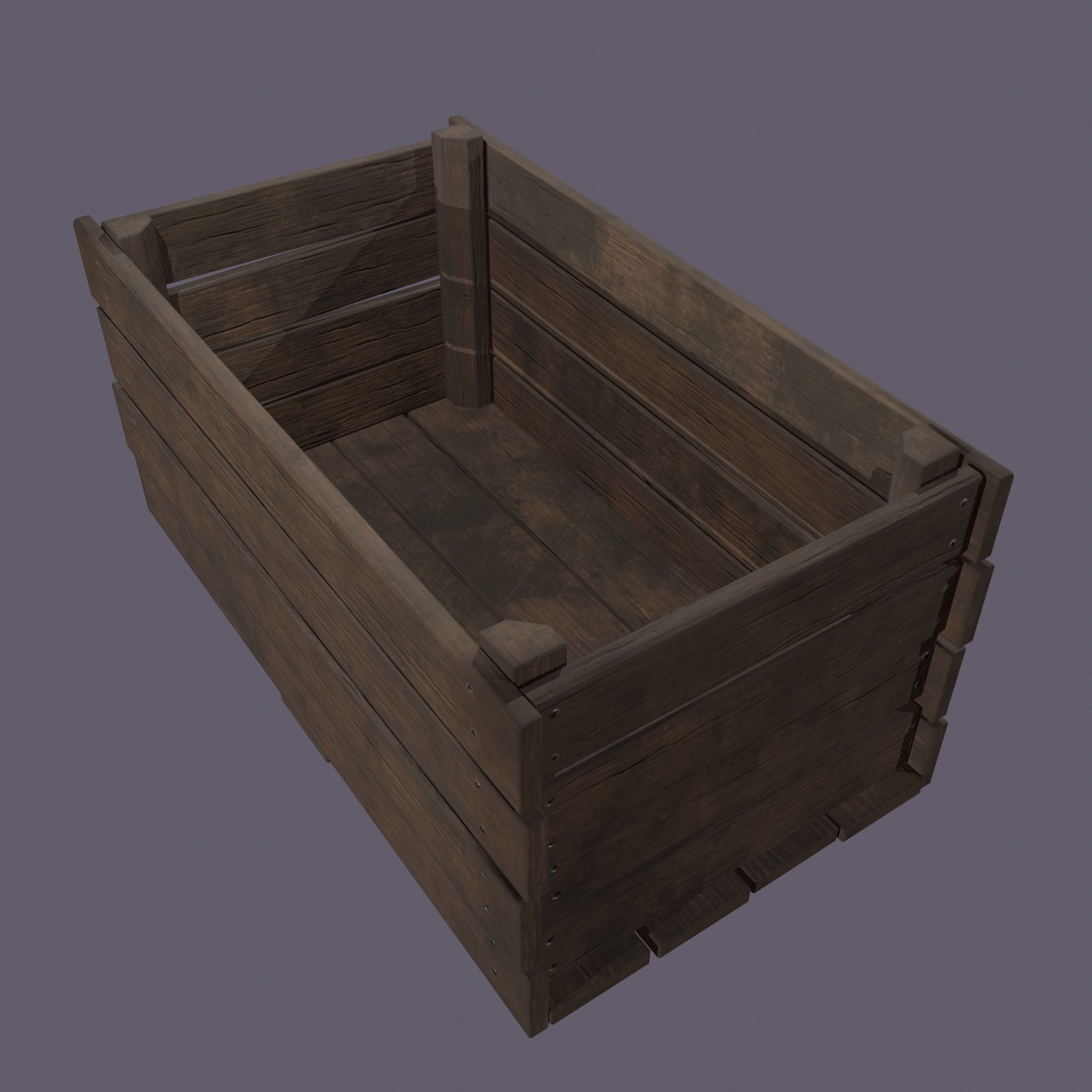 Wooden Crate Low-poly 3D model_16