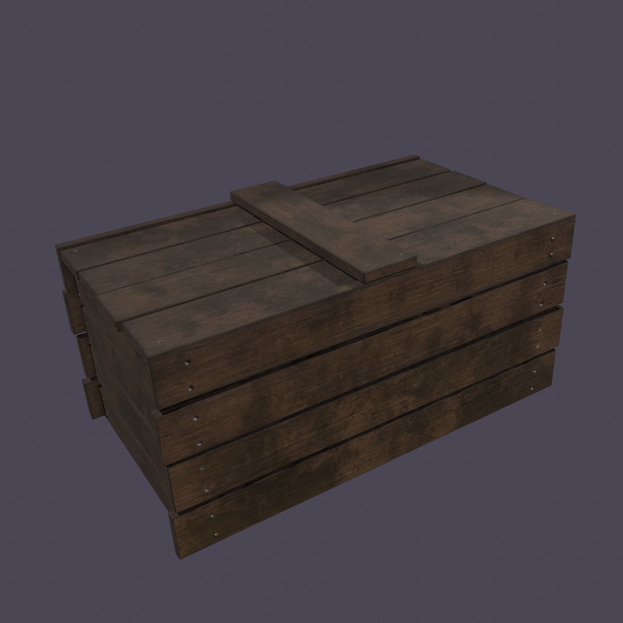 Wooden Crate Low-poly 3D model_9