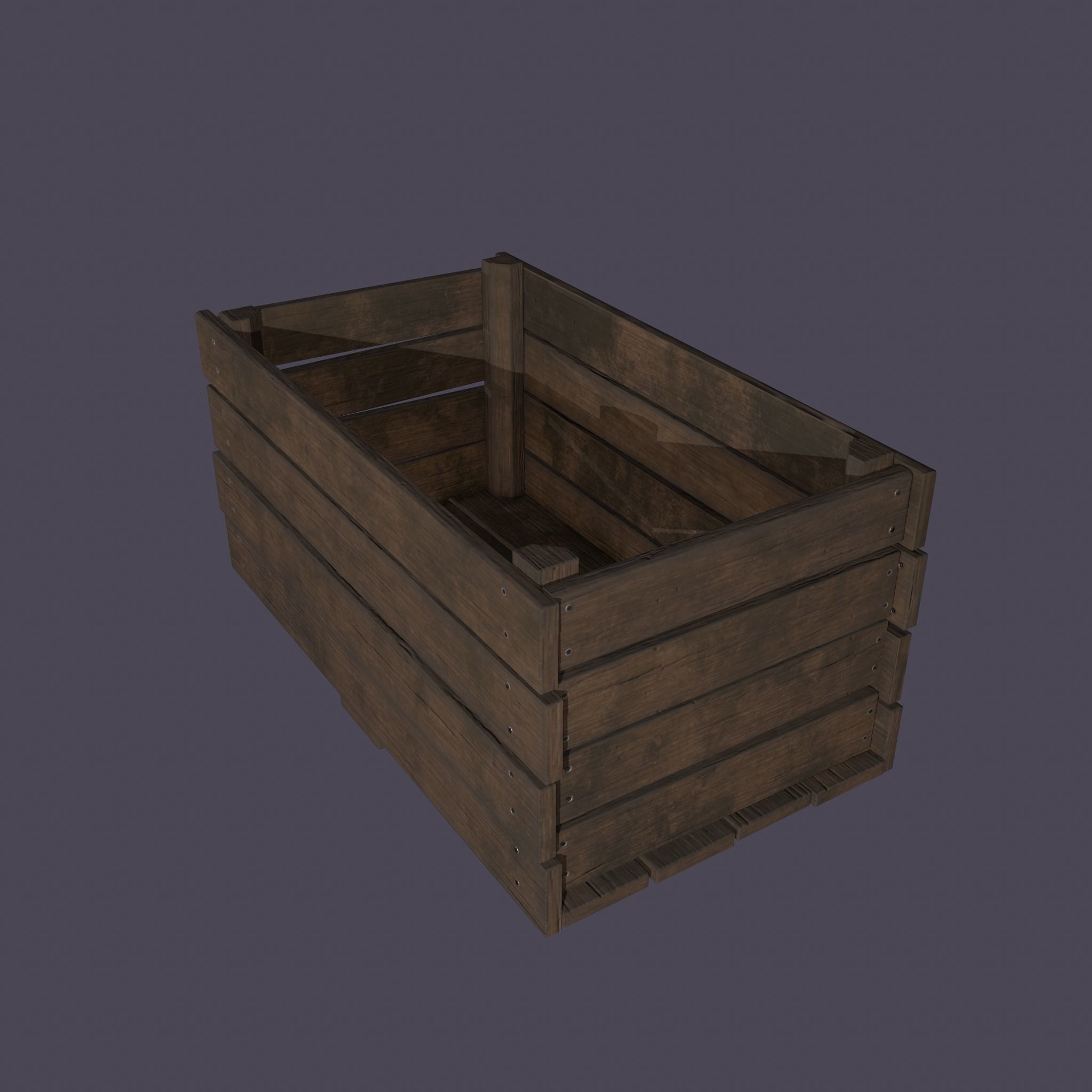 Wooden Crate Low-poly 3D model_3