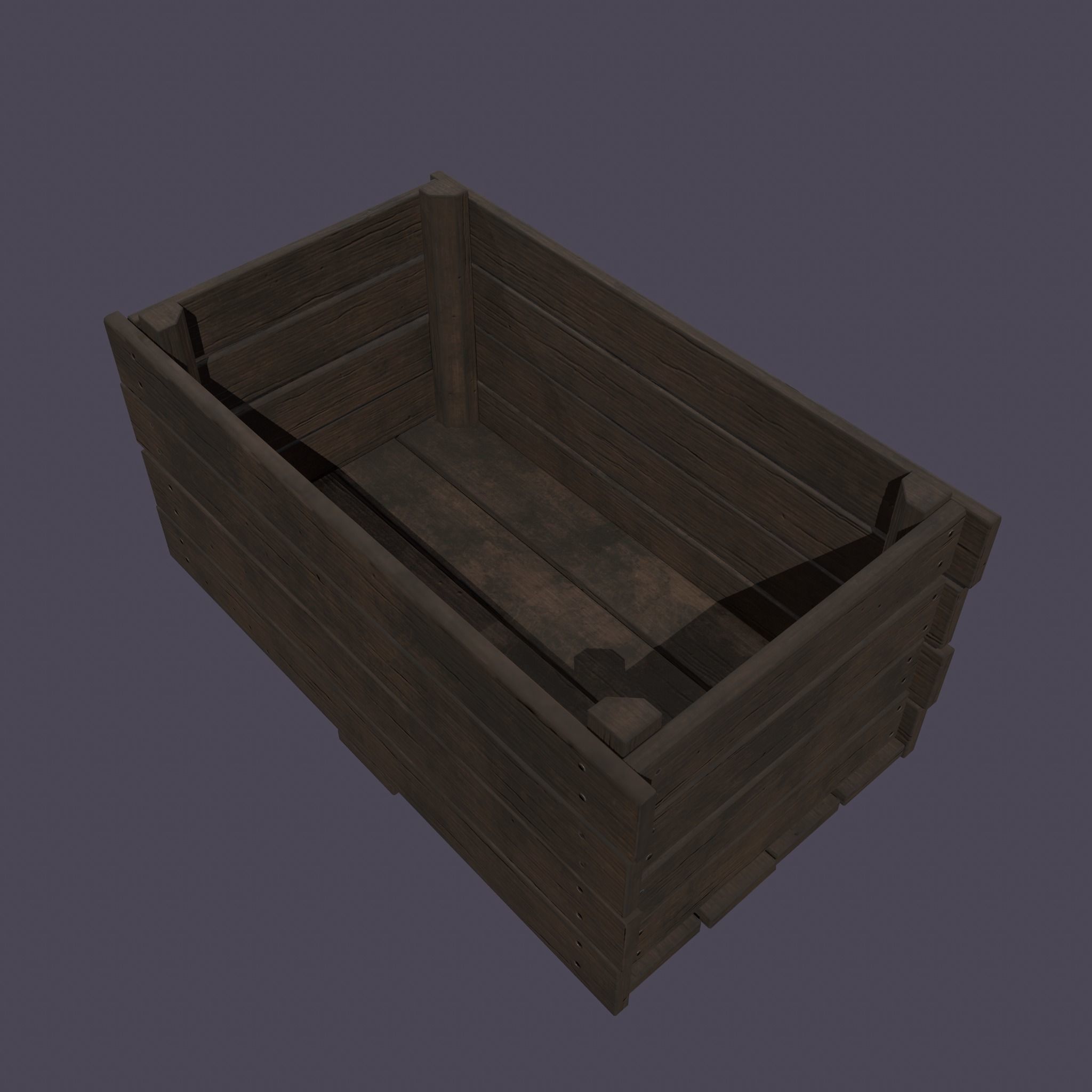 Wooden Crate Low-poly 3D model_5