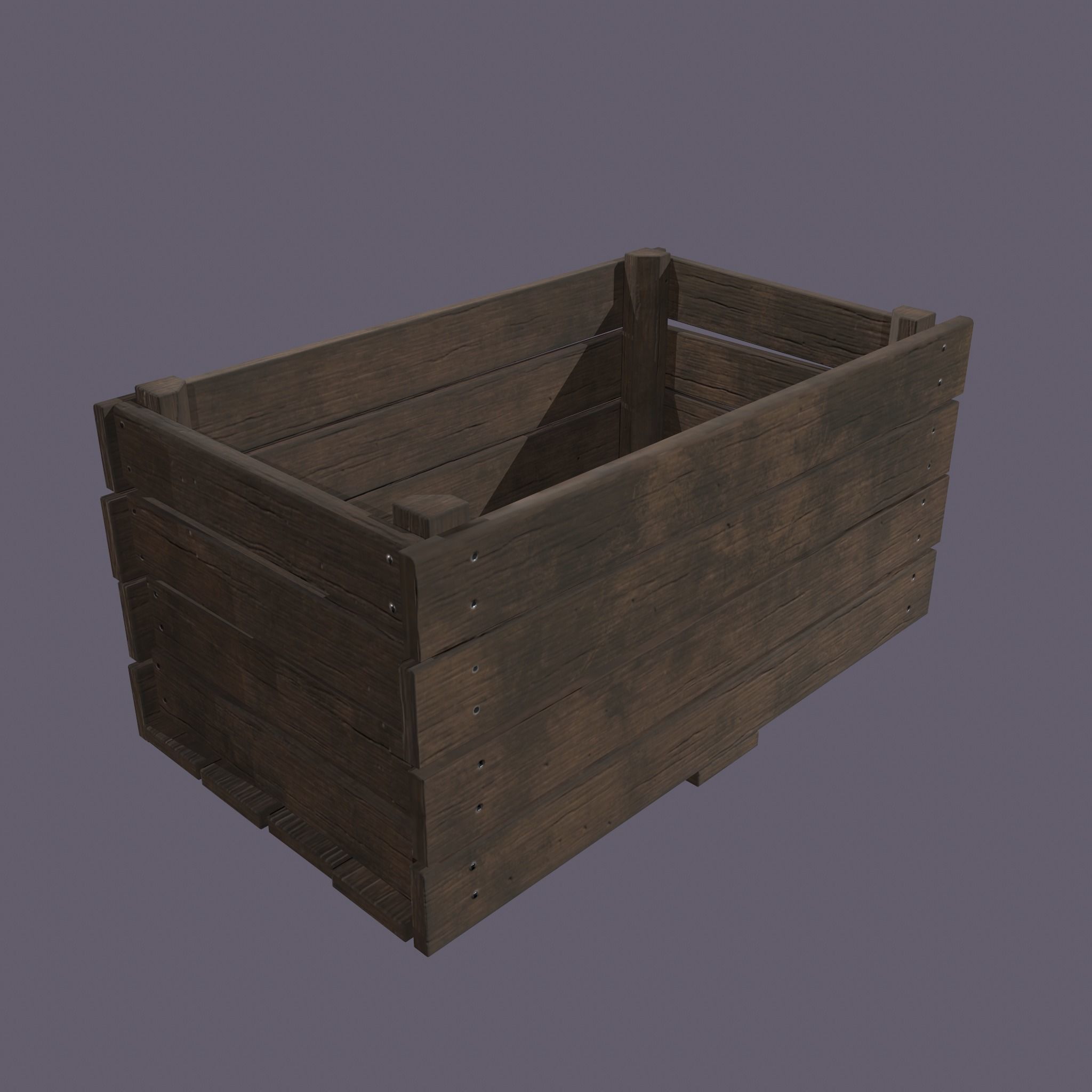Wooden Crate Low-poly 3D model_17