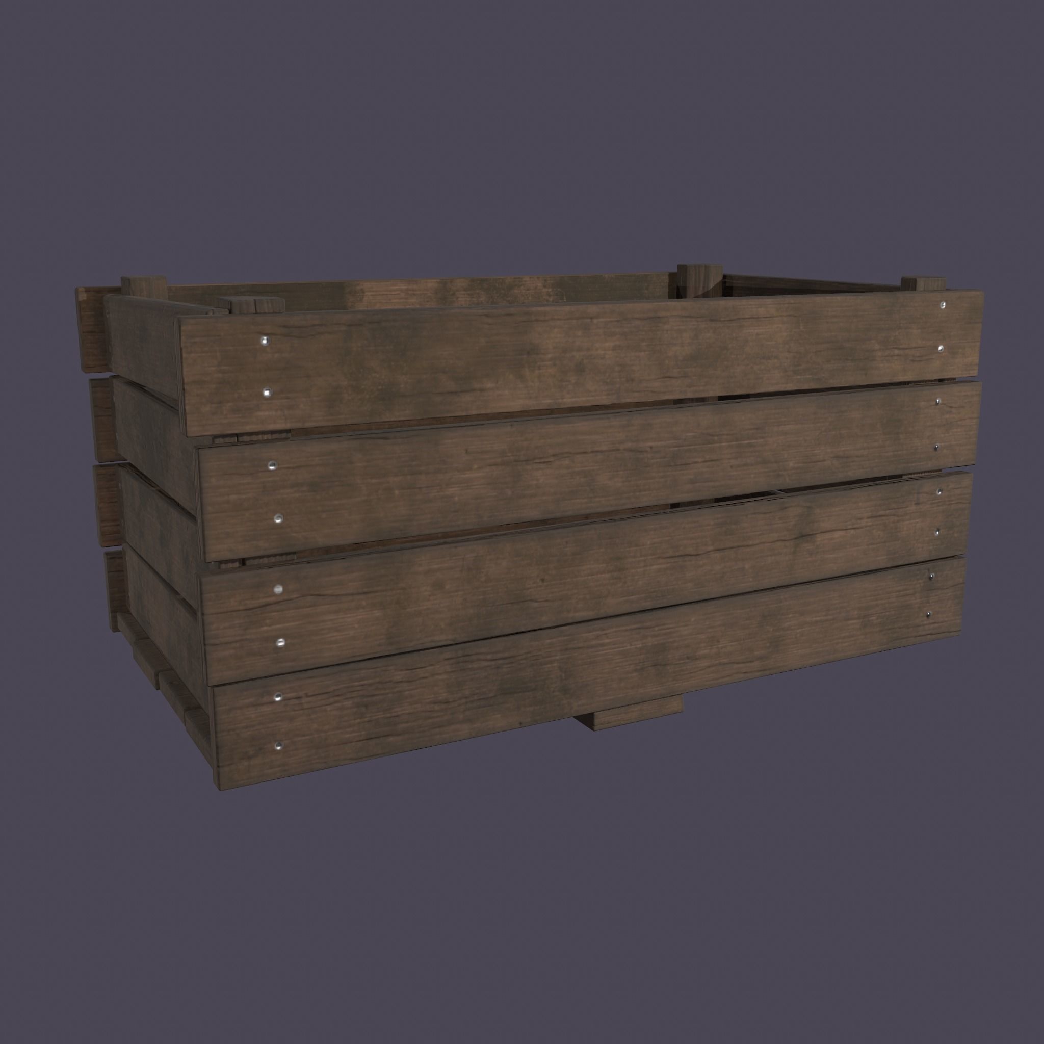 Wooden Crate Low-poly 3D model_1