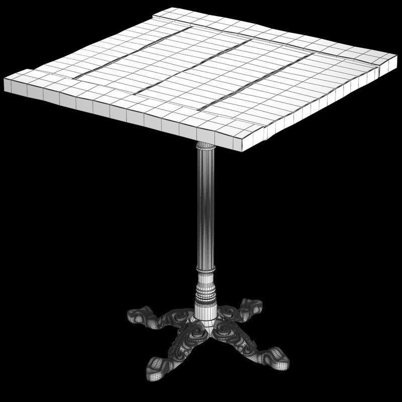 Square Vintage Restaurant Table 3D model_4