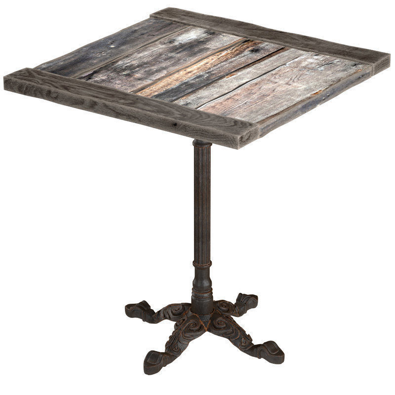 Square Vintage Restaurant Table 3D model_3