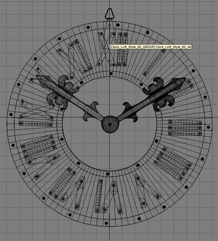 Wall Clock Loft Style 80 3D model_5