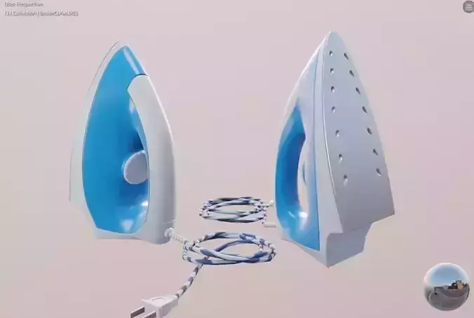 steam iron flat iron Low-poly 3D model
