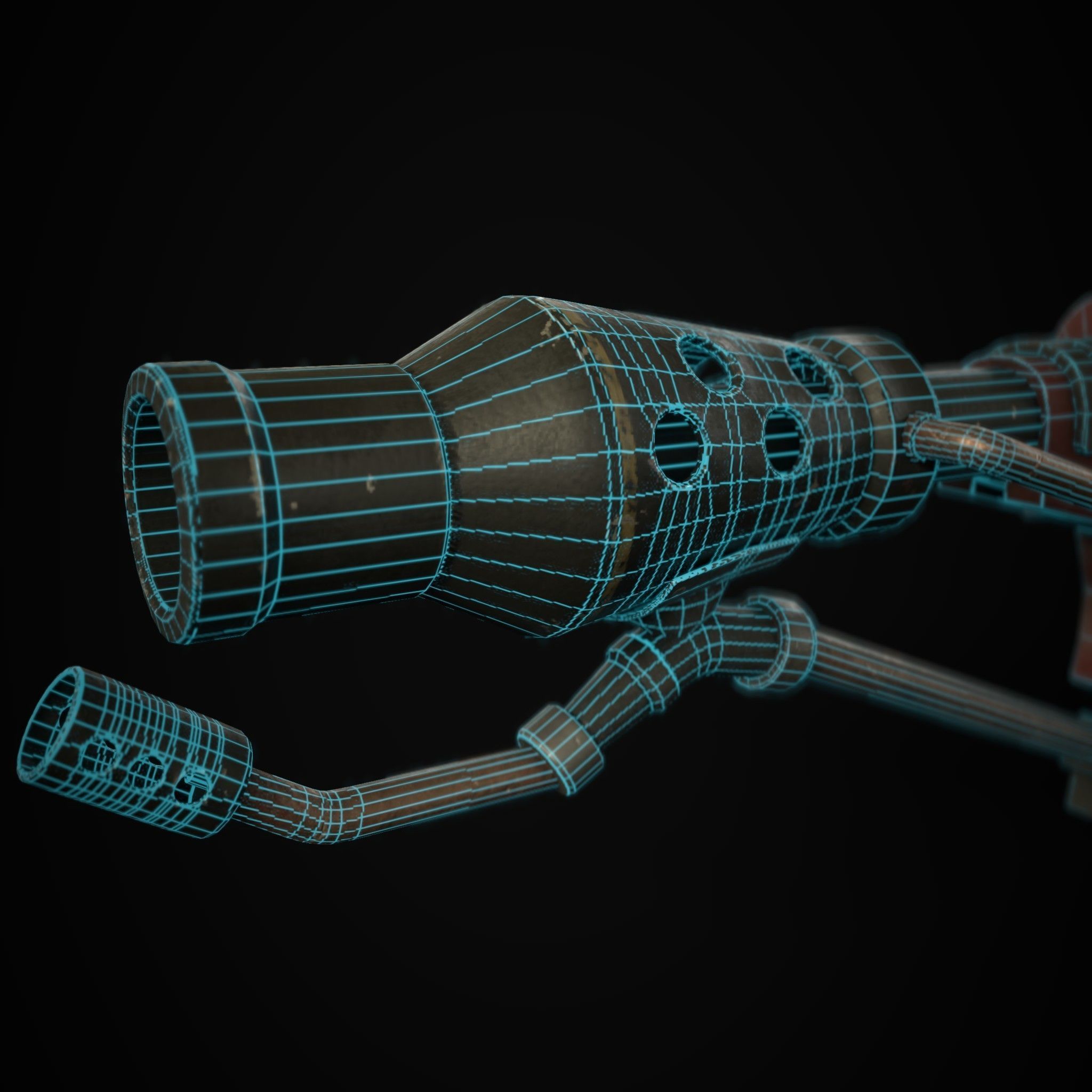 FlameThrower grenade launcher Low-poly 3D model_15