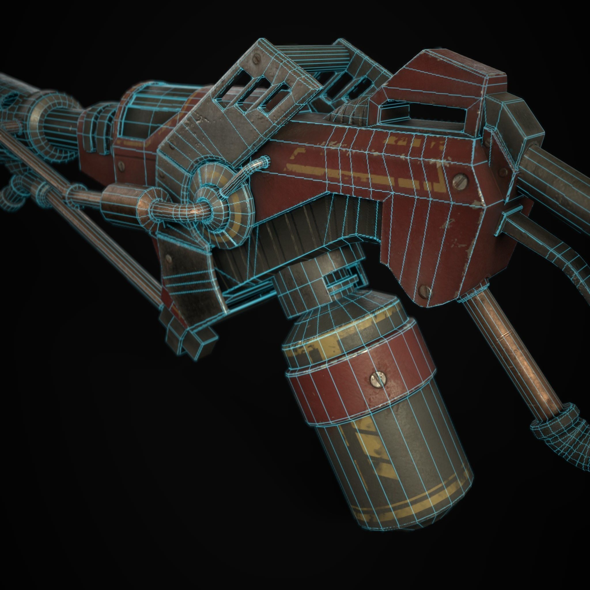 FlameThrower grenade launcher Low-poly 3D model_14