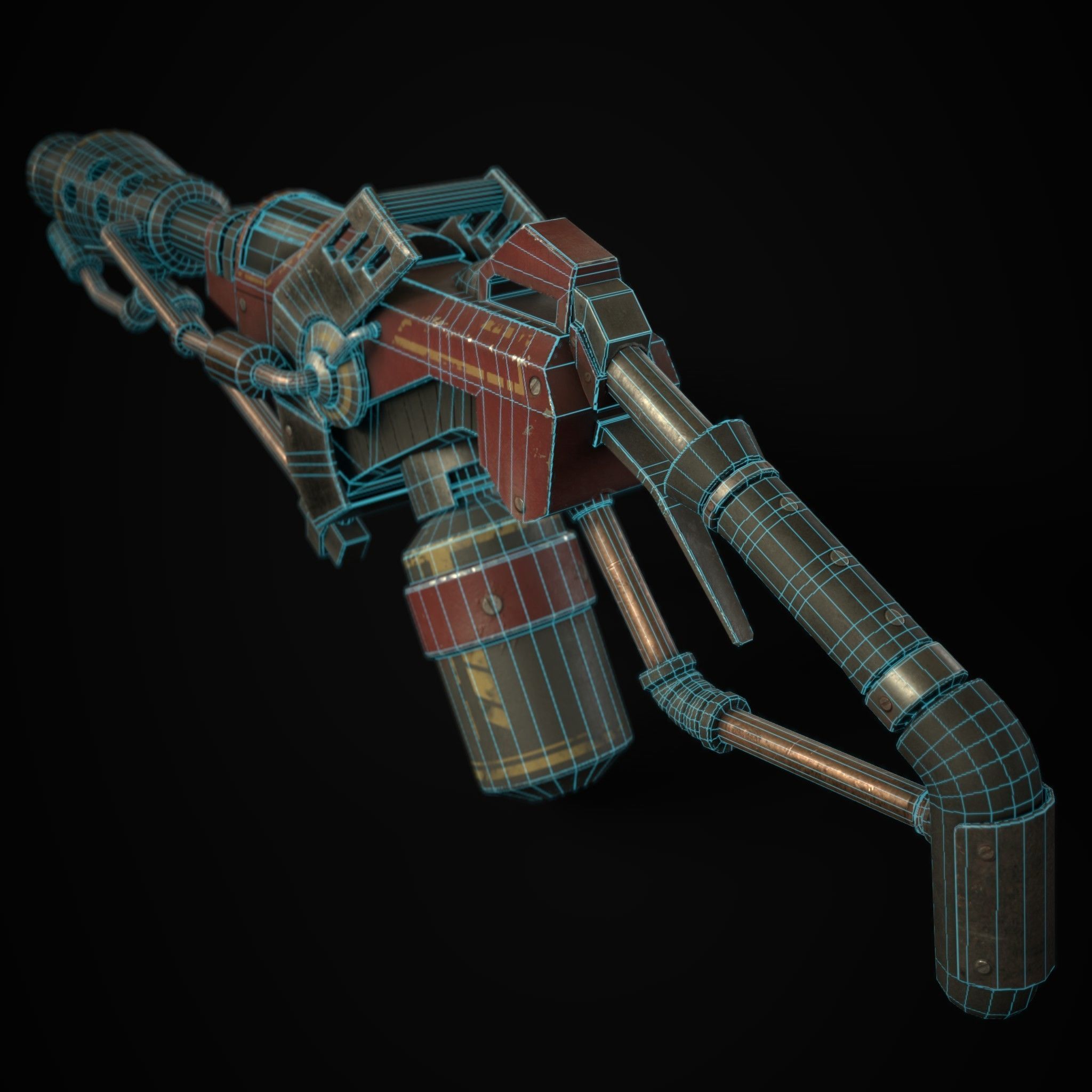 FlameThrower grenade launcher Low-poly 3D model_11