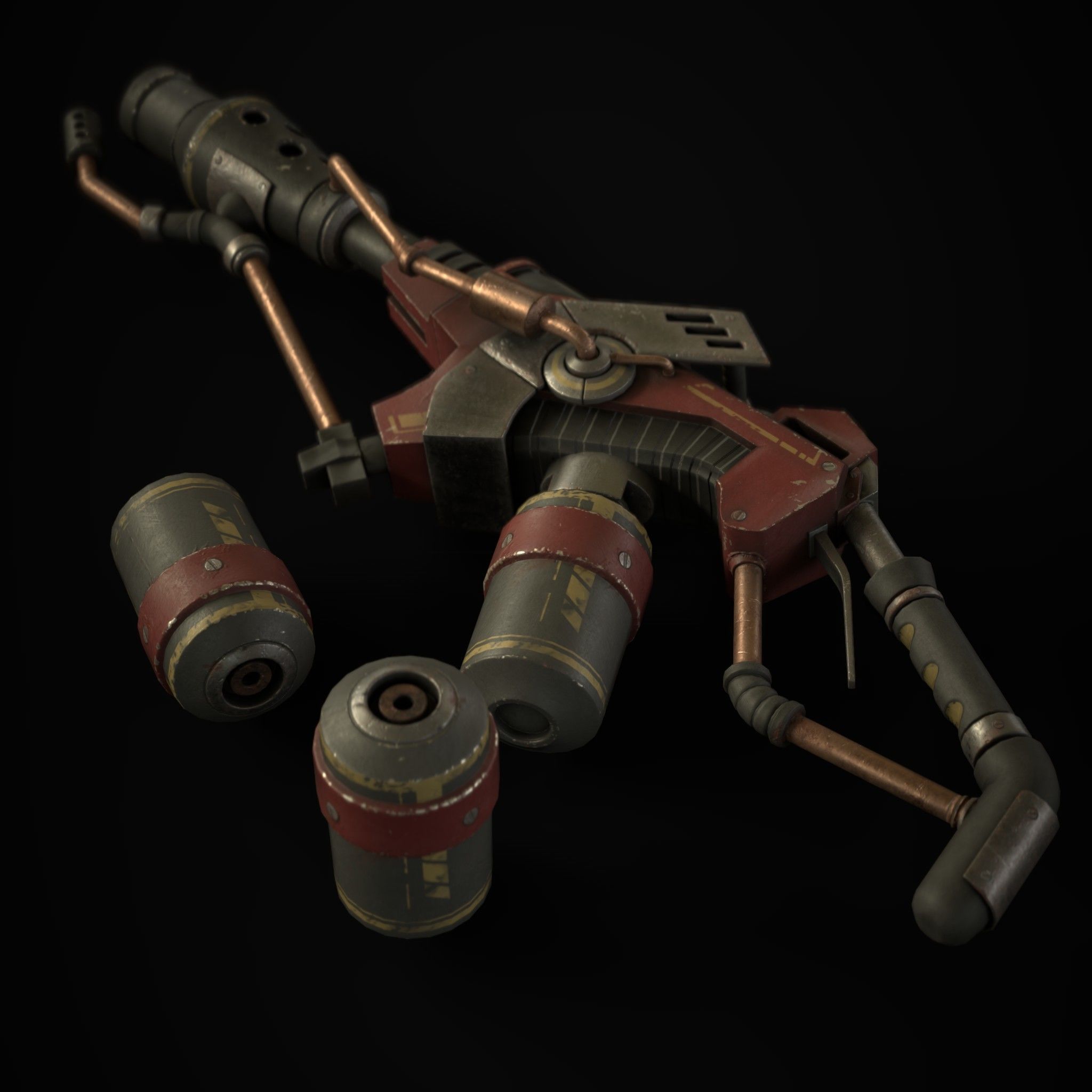 FlameThrower grenade launcher Low-poly 3D model_1