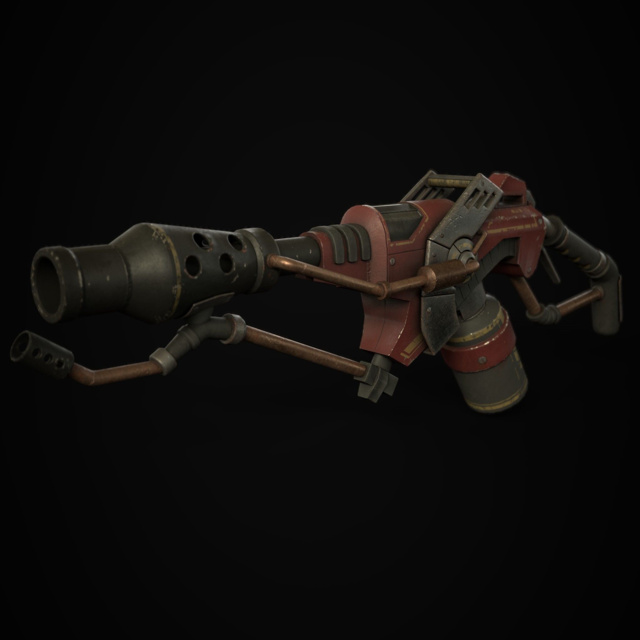 FlameThrower grenade launcher Low-poly 3D model_3