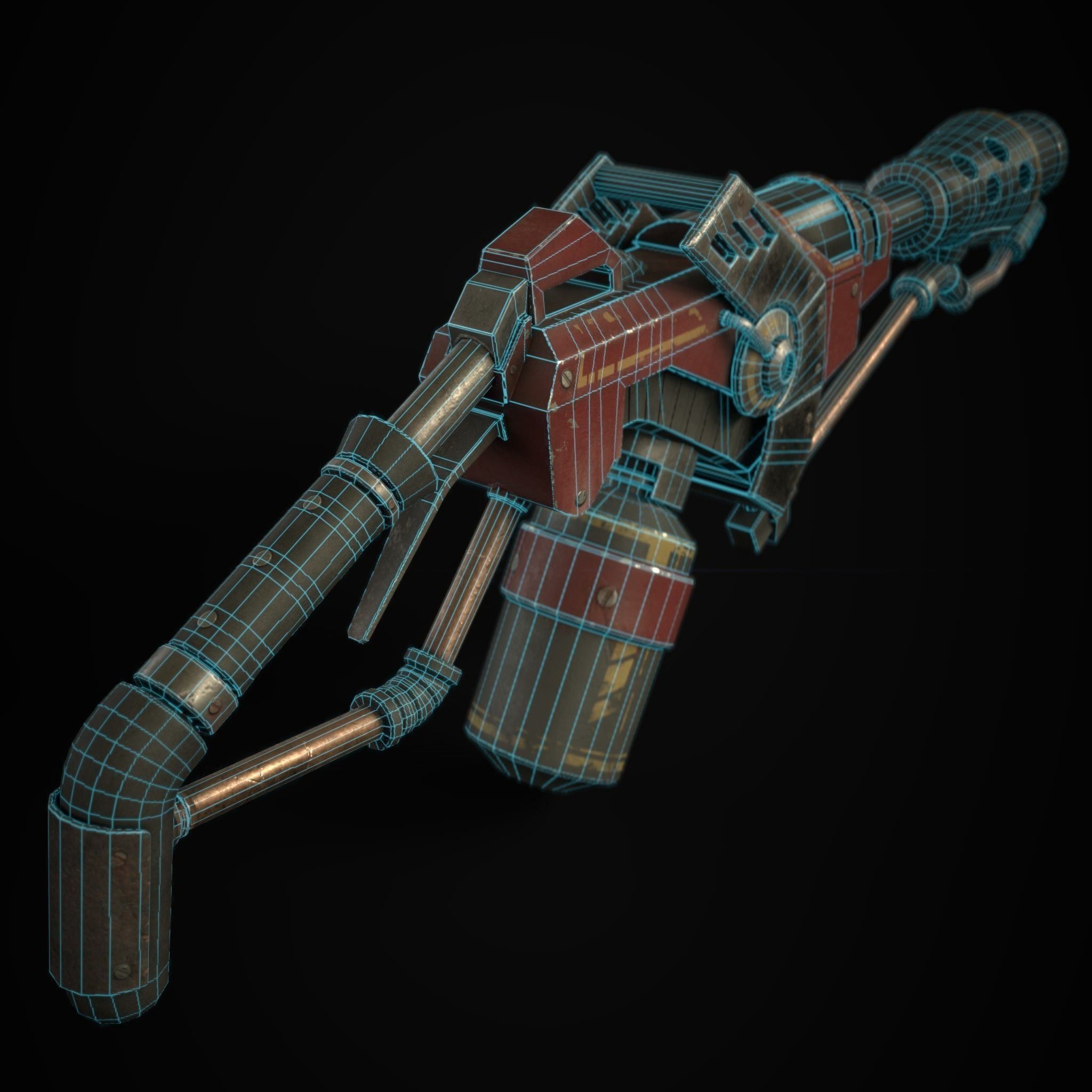 FlameThrower grenade launcher Low-poly 3D model_12