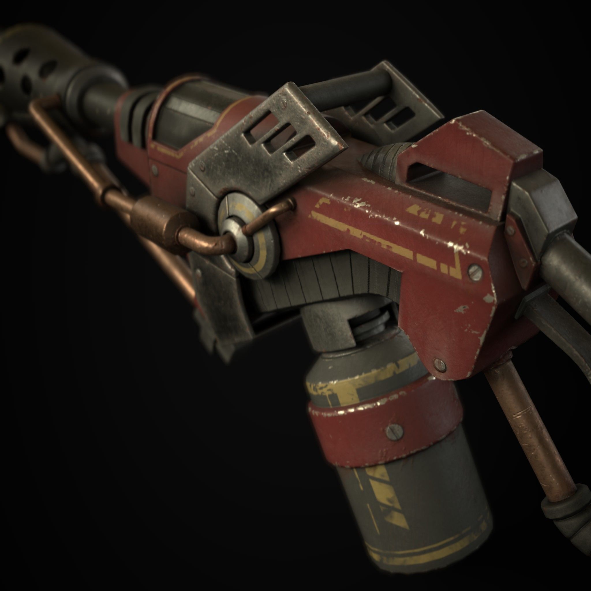 FlameThrower grenade launcher Low-poly 3D model_7