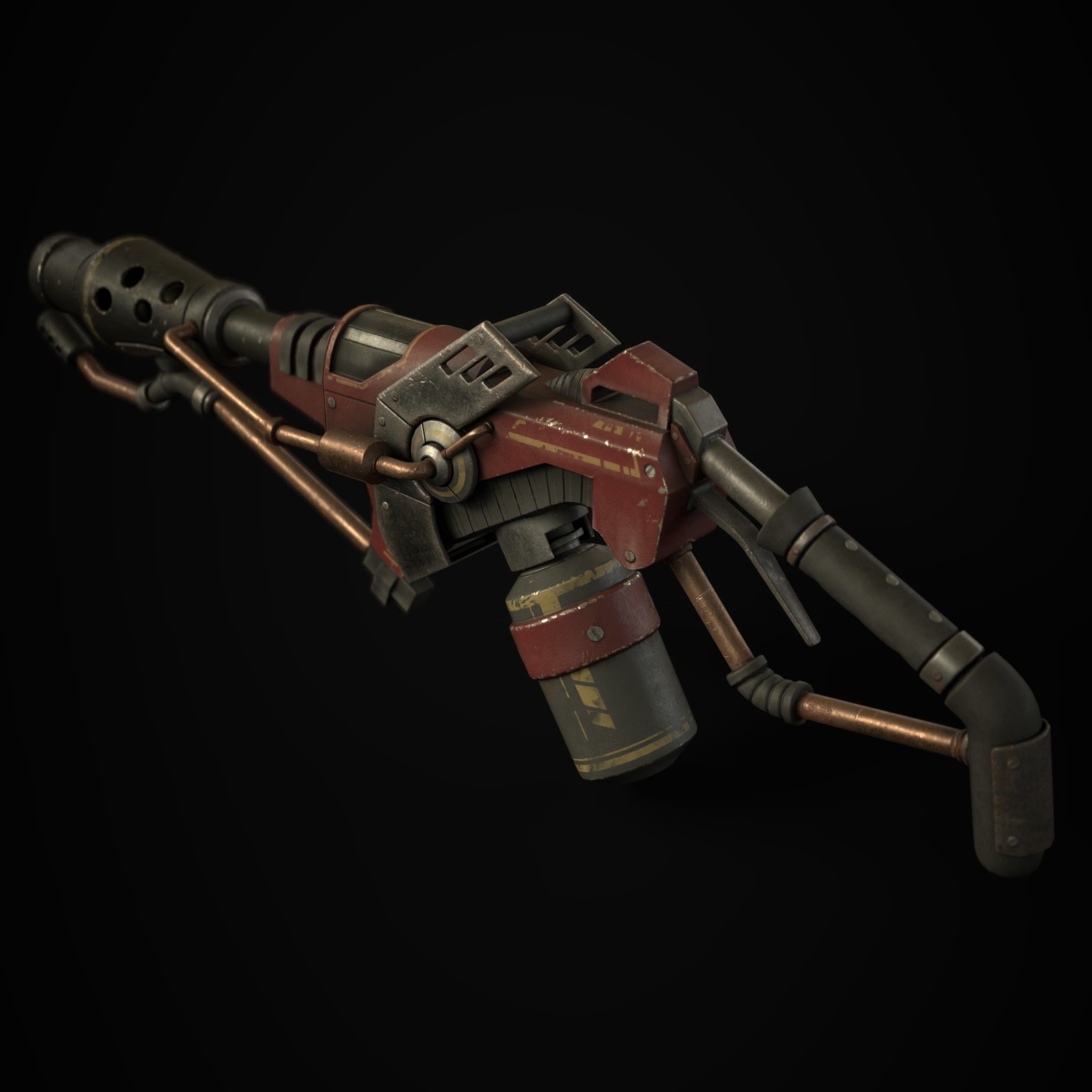 FlameThrower grenade launcher Low-poly 3D model_4