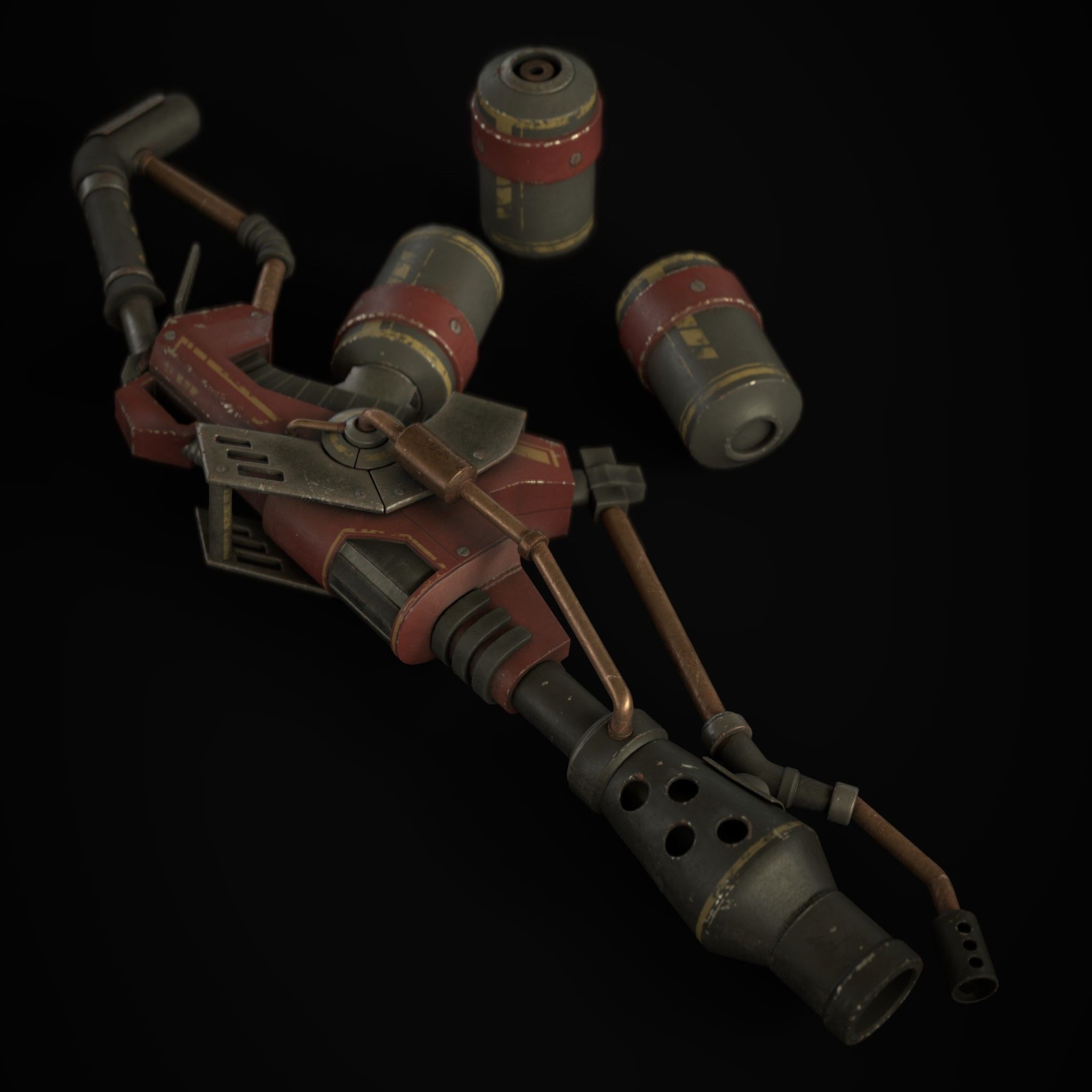 FlameThrower grenade launcher Low-poly 3D model_2