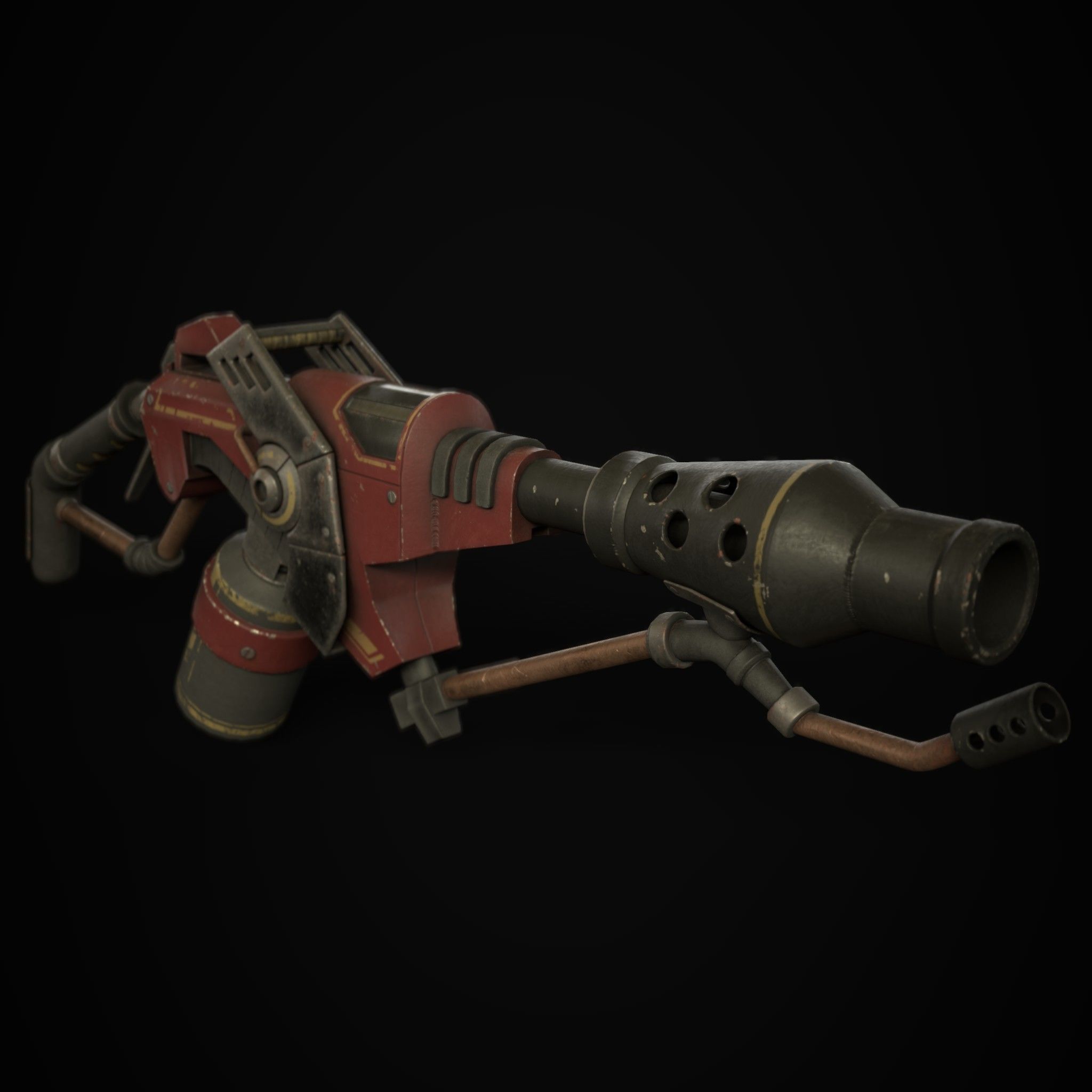 FlameThrower grenade launcher Low-poly 3D model_6