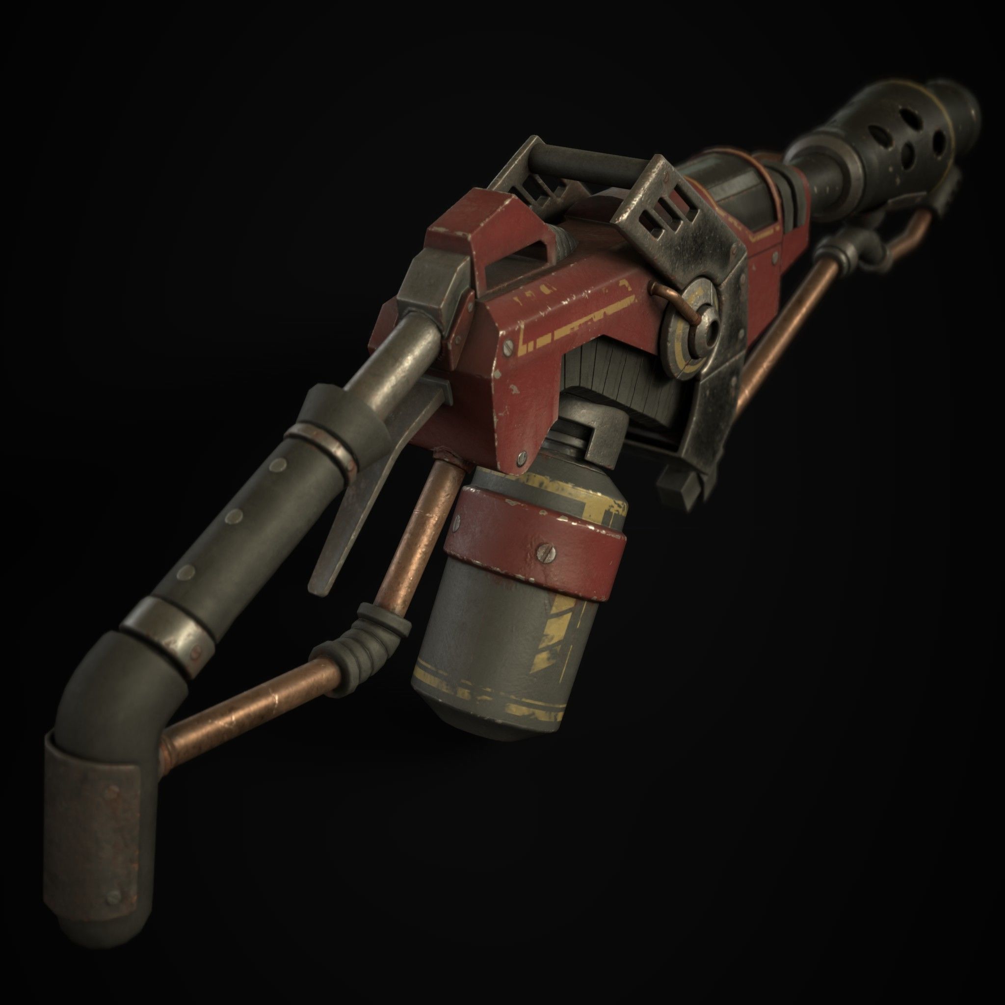 FlameThrower grenade launcher Low-poly 3D model_5