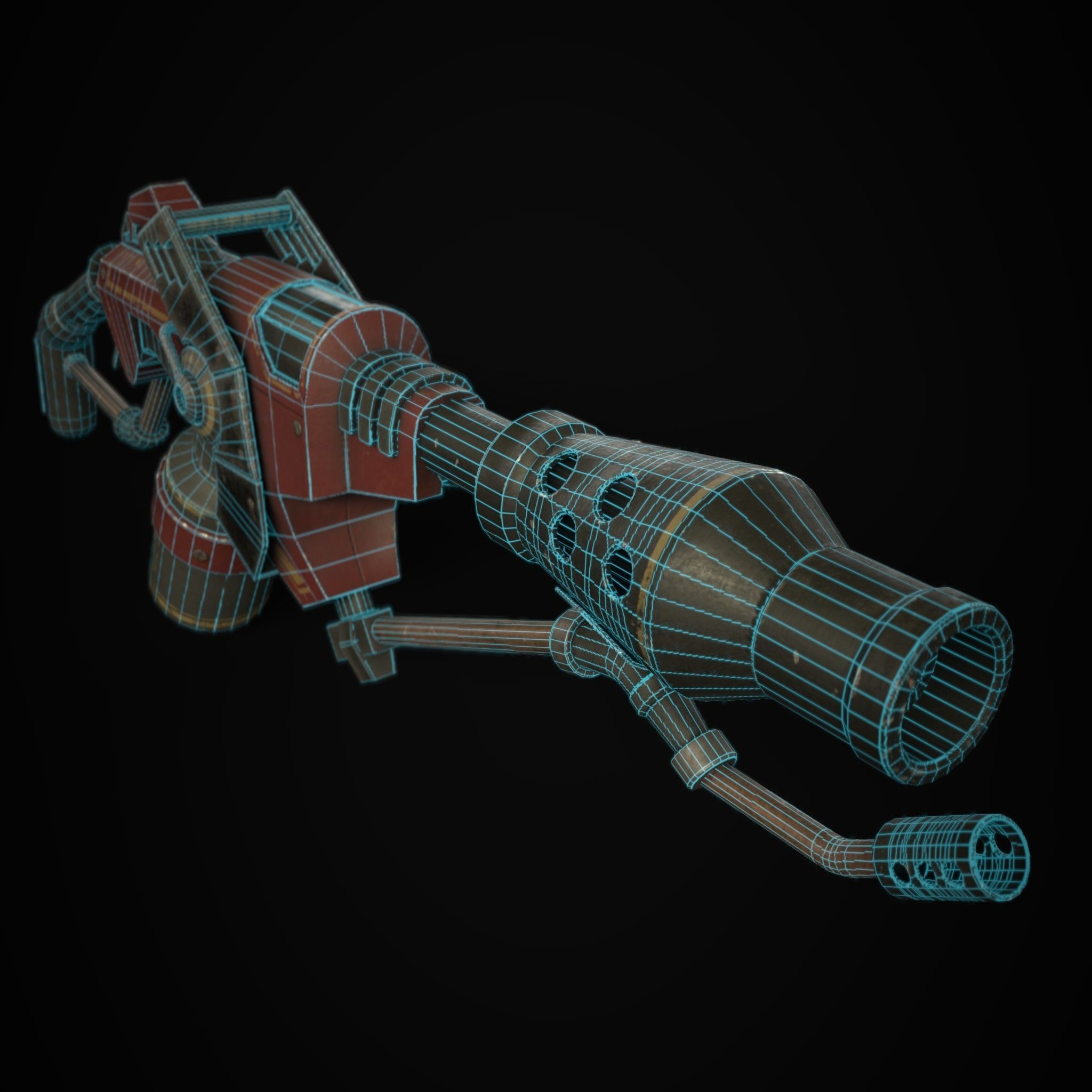 FlameThrower grenade launcher Low-poly 3D model_13