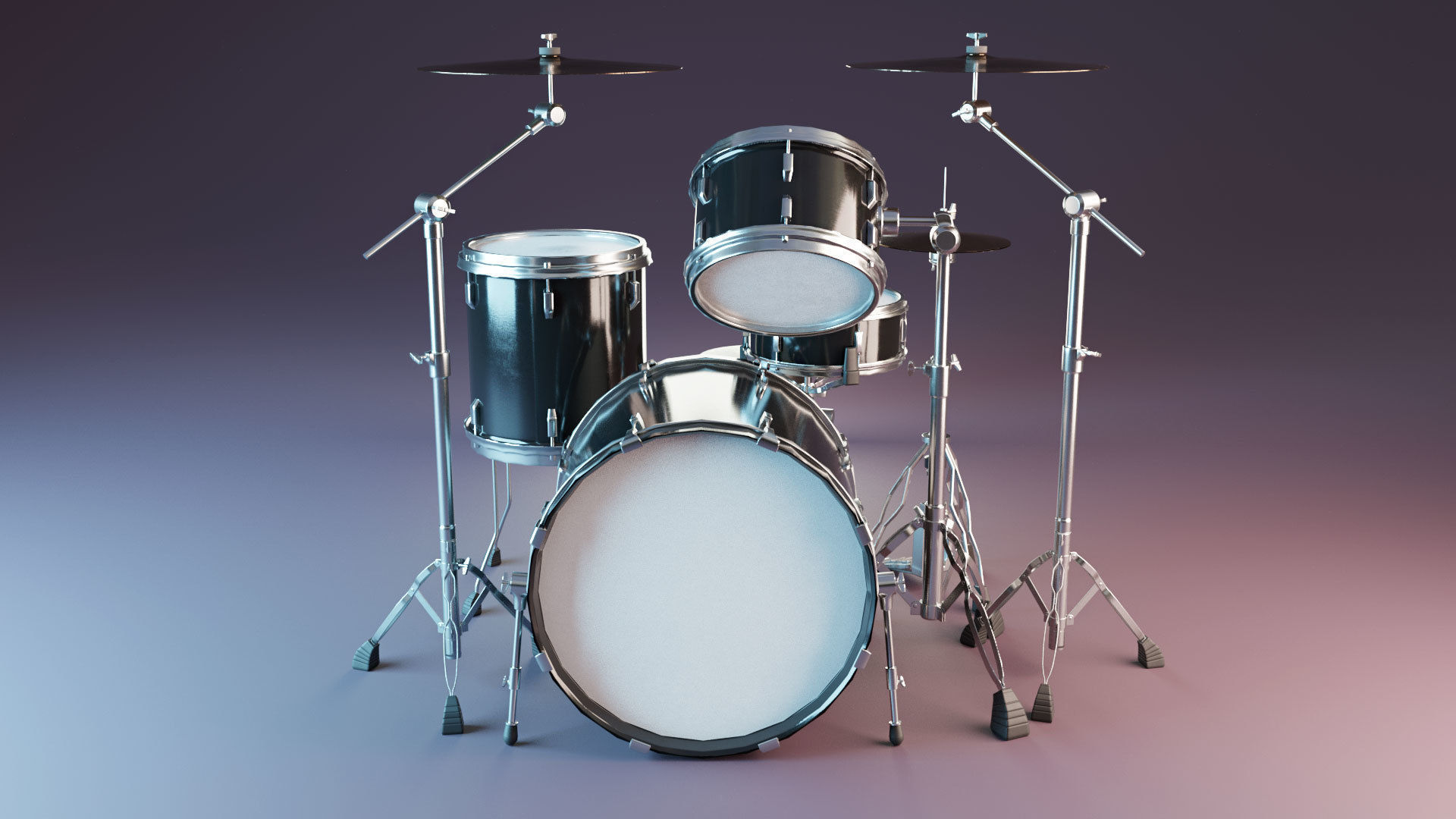 Drum Set Low-poly 3D model_5
