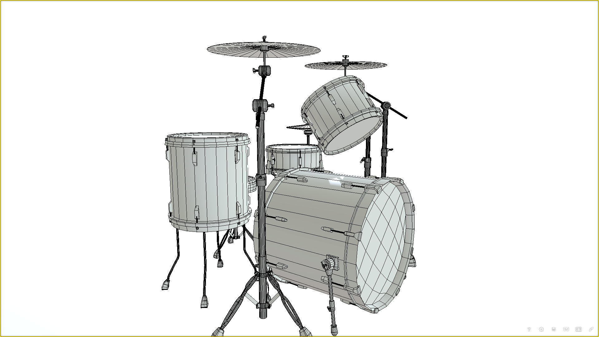 Drum Set Low-poly 3D model_16