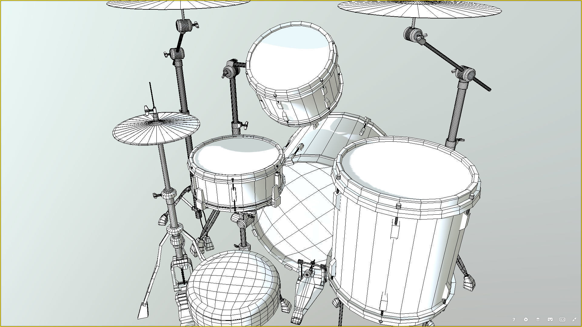 Drum Set Low-poly 3D model_18