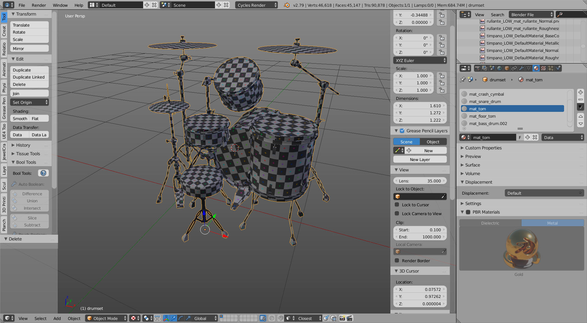 Drum Set Low-poly 3D model_15