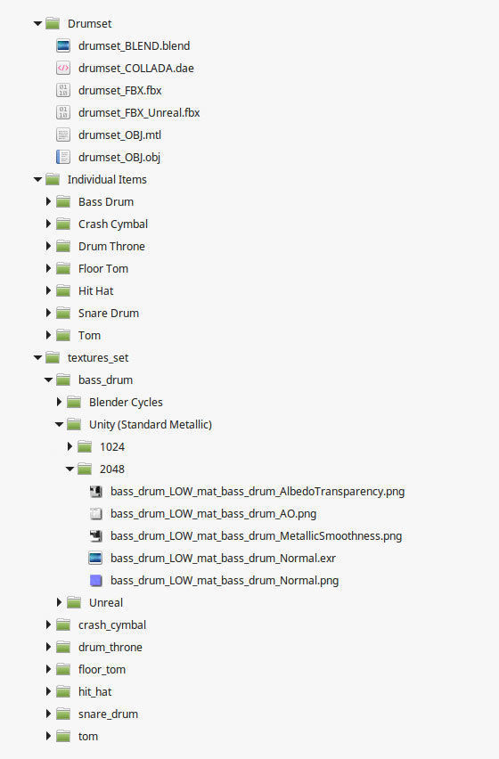 Drum Set Low-poly 3D model_10
