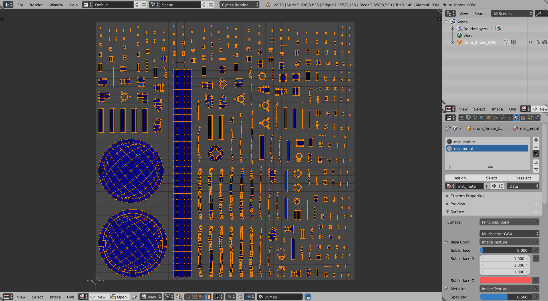 Drum Set Low-poly 3D model_13