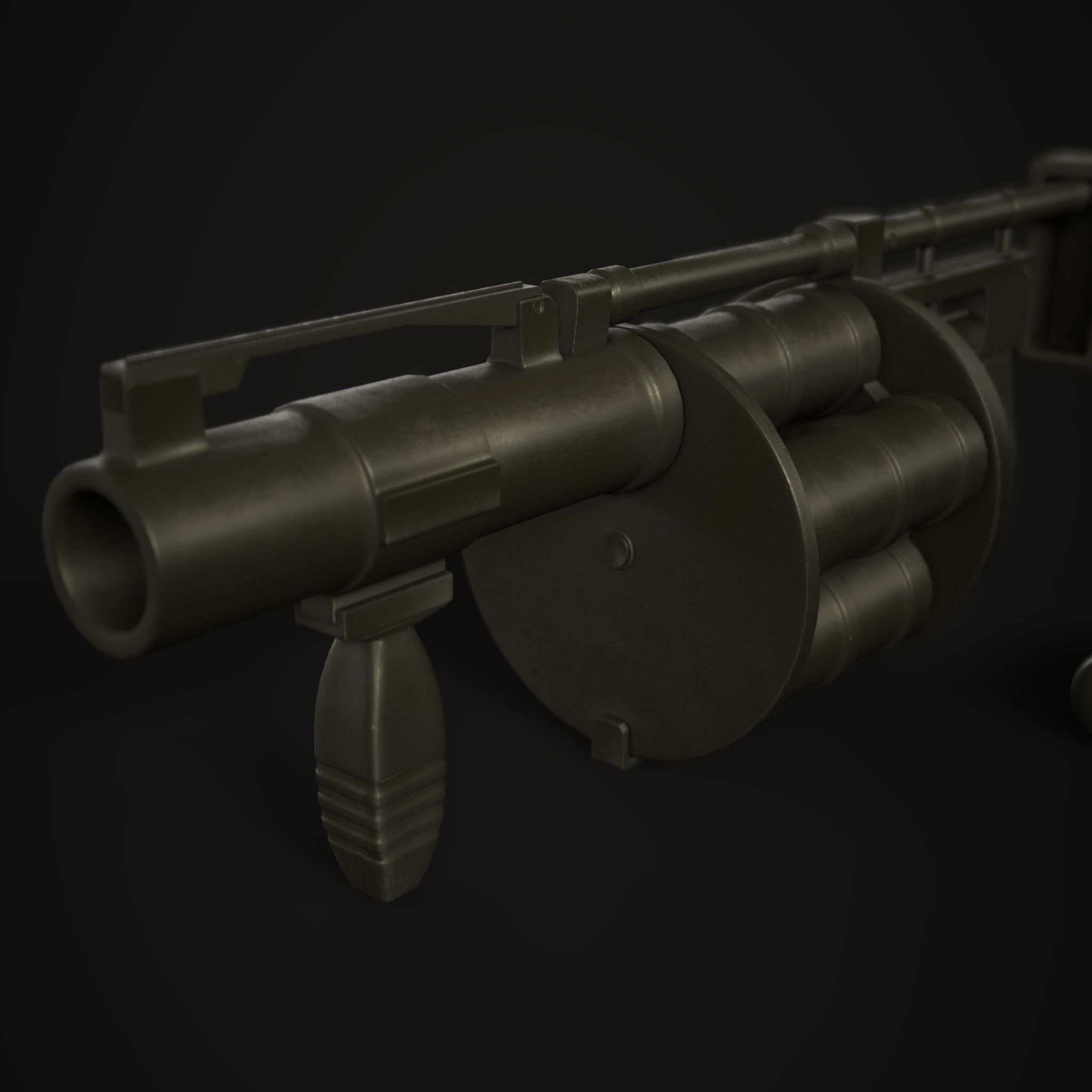 Grenade Launcher 40mm  Low-poly 3D model_9