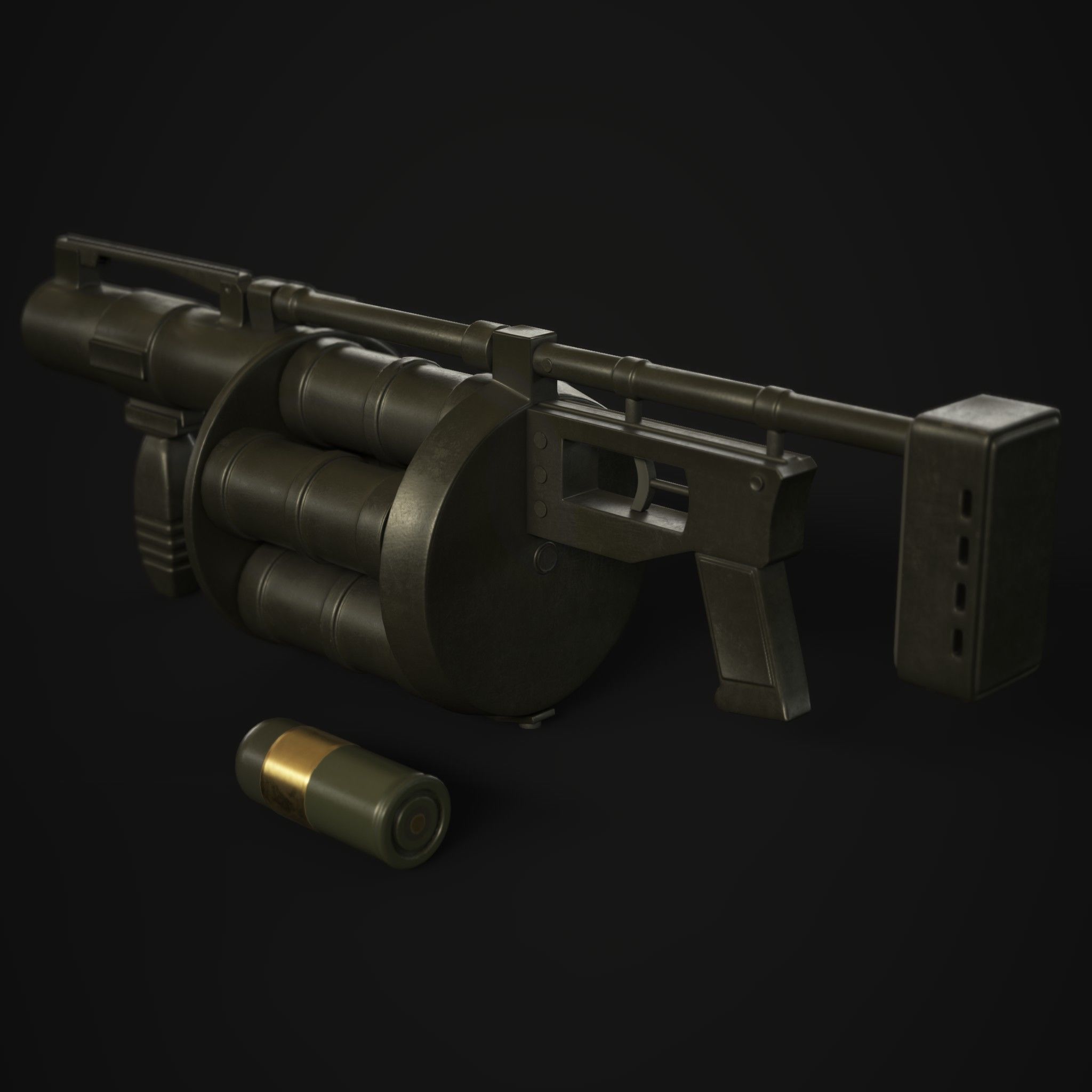 Grenade Launcher 40mm  Low-poly 3D model_1