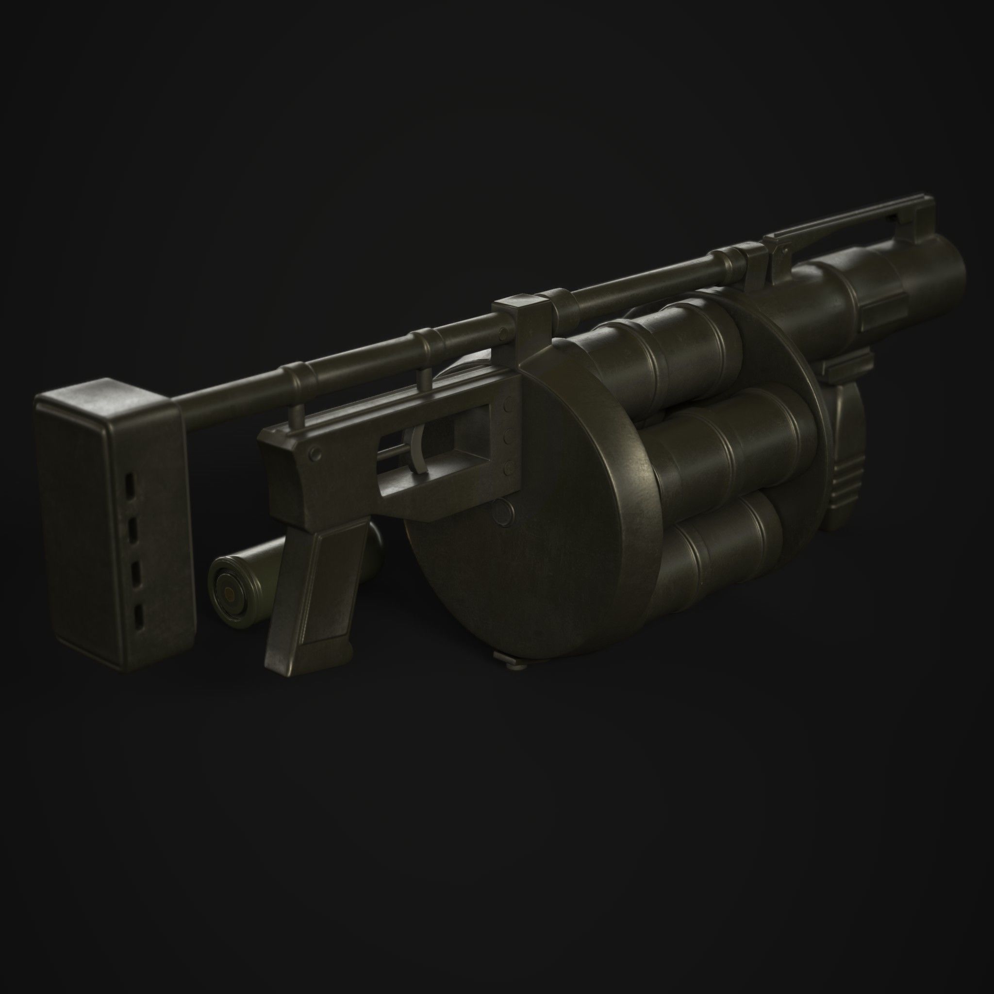 Grenade Launcher 40mm  Low-poly 3D model_2