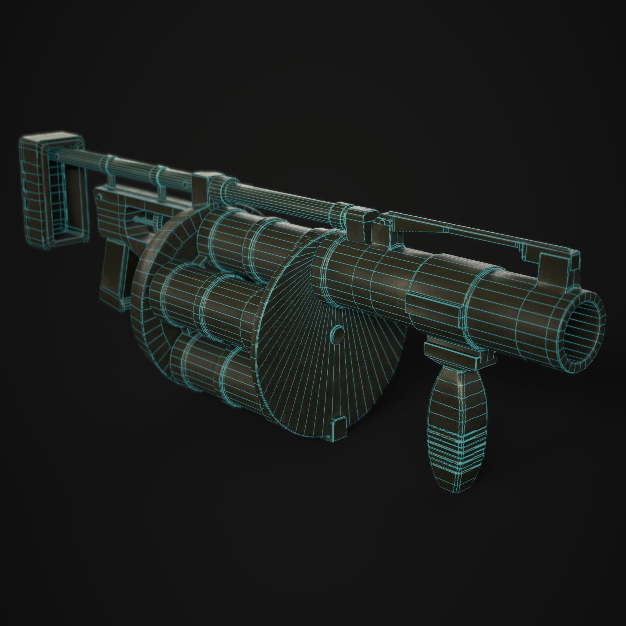 Grenade Launcher 40mm  Low-poly 3D model_14