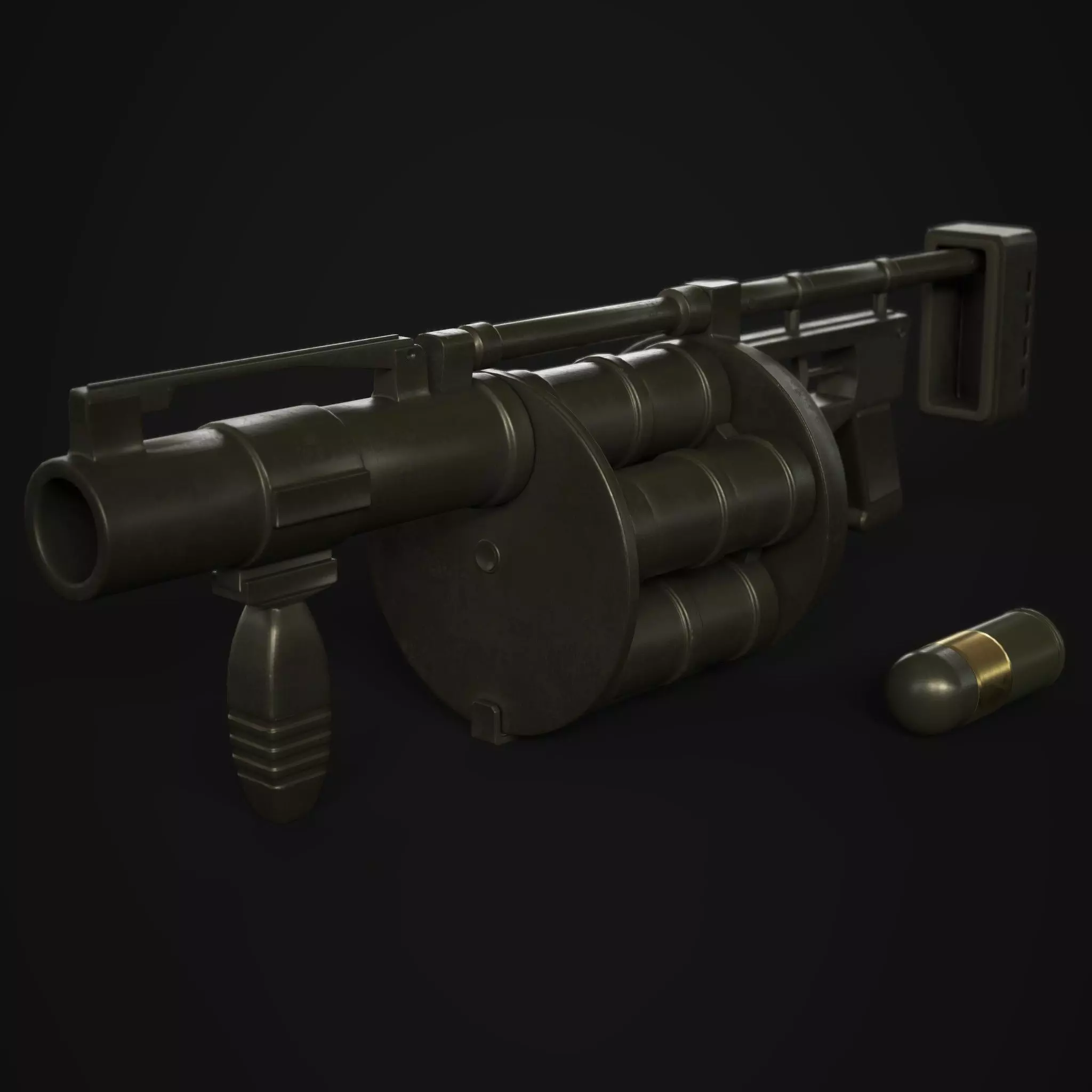 Grenade Launcher 40mm  Low-poly 3D model_0