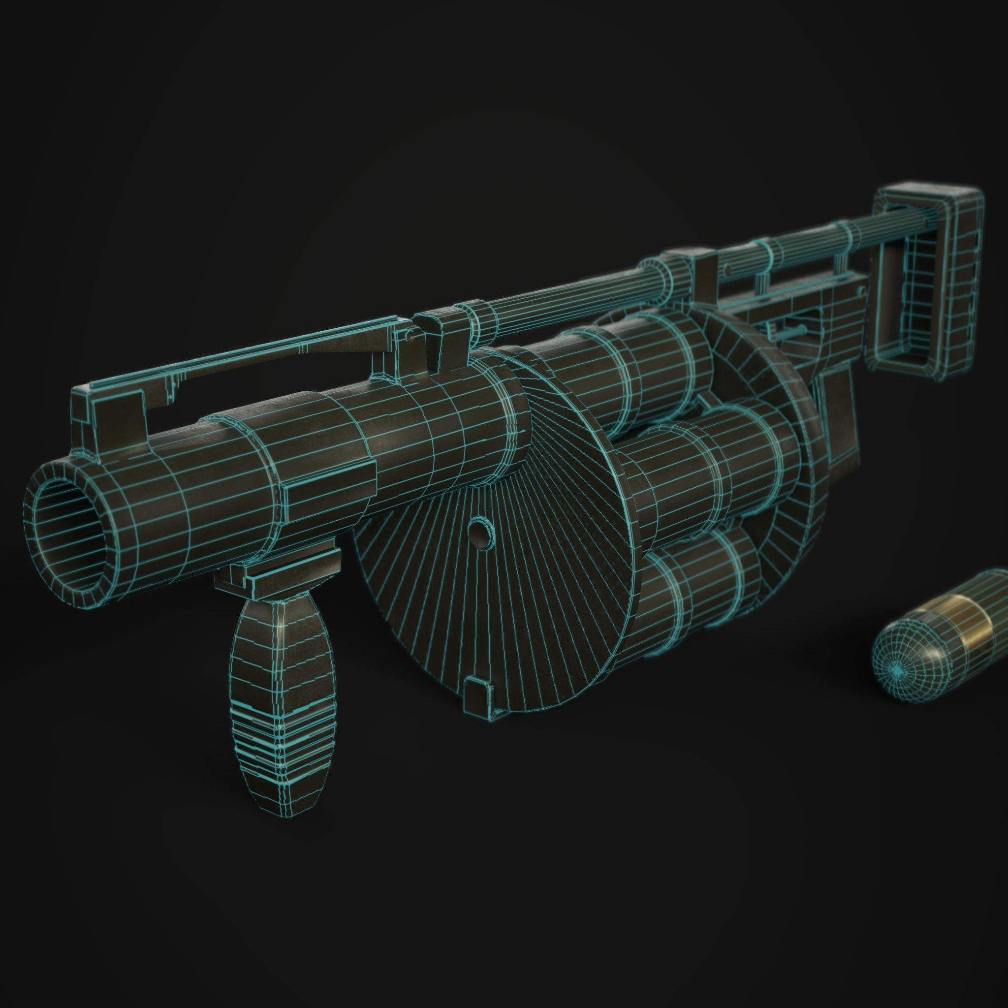 Grenade Launcher 40mm  Low-poly 3D model_11