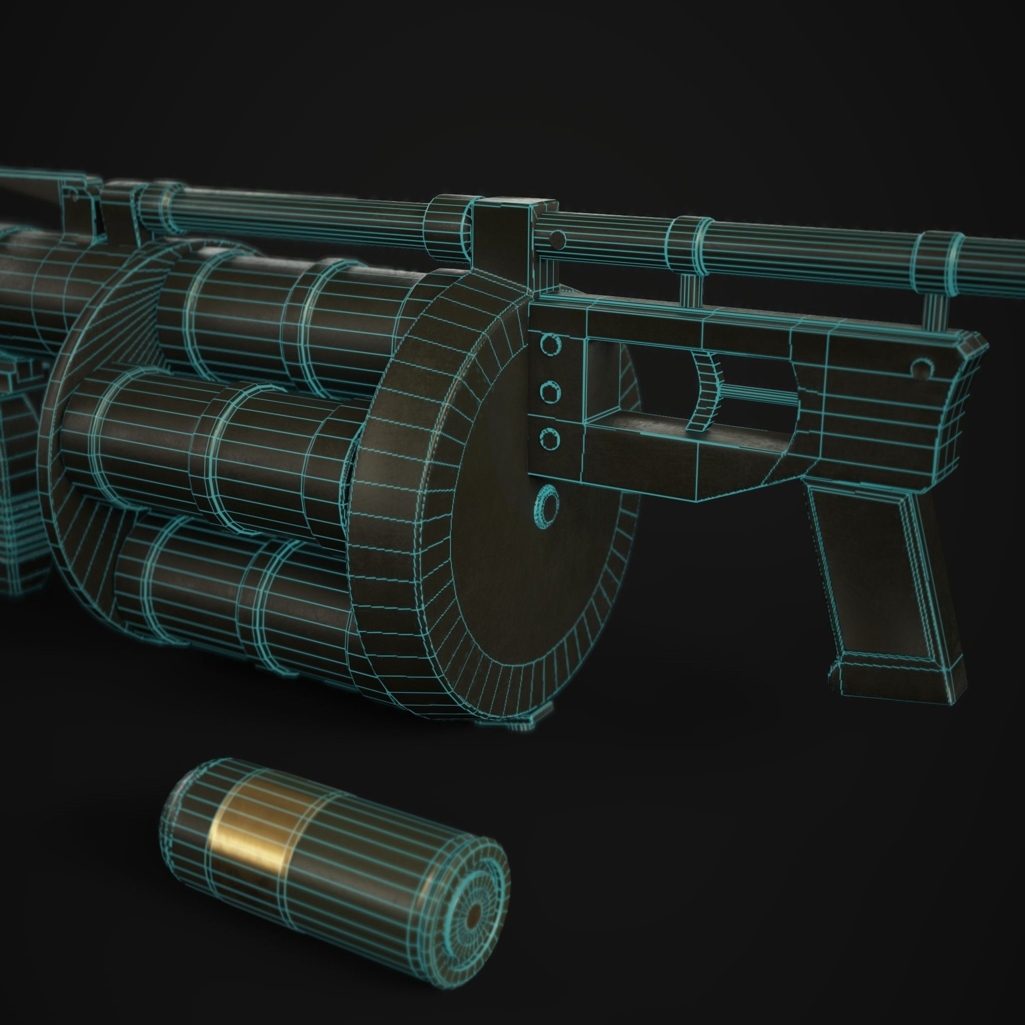 Grenade Launcher 40mm  Low-poly 3D model_16