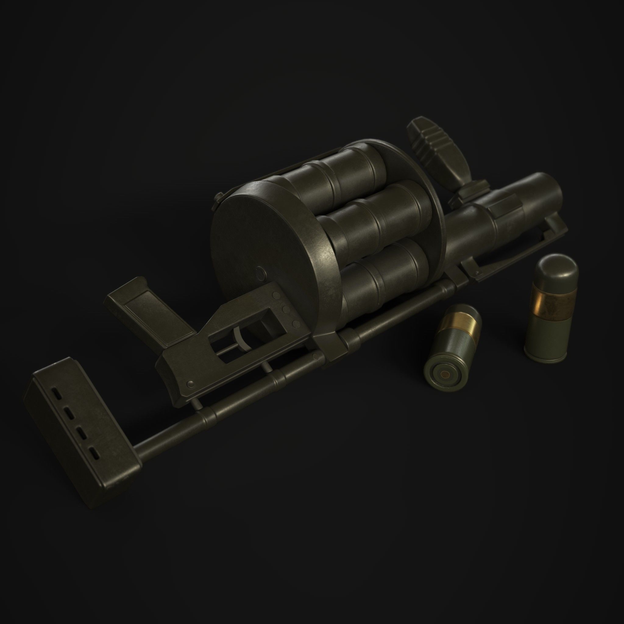 Grenade Launcher 40mm  Low-poly 3D model_5