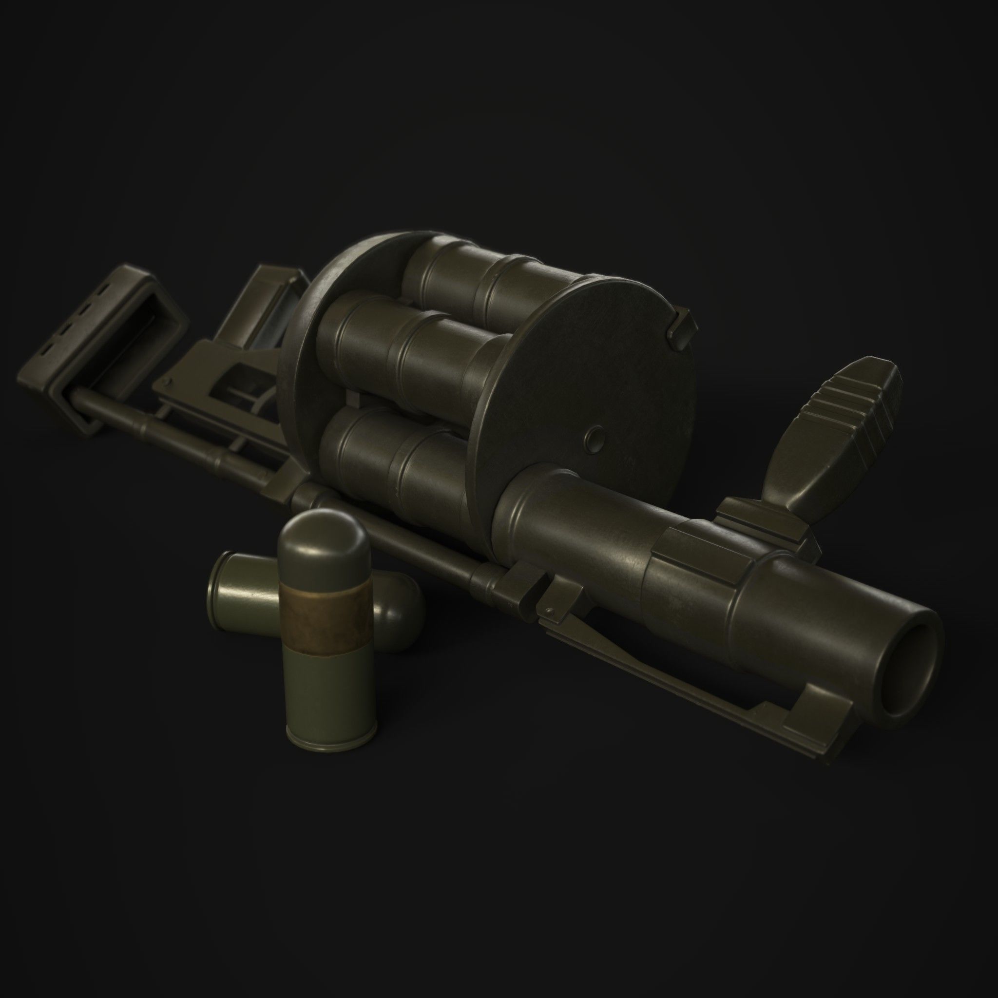 Grenade Launcher 40mm  Low-poly 3D model_4