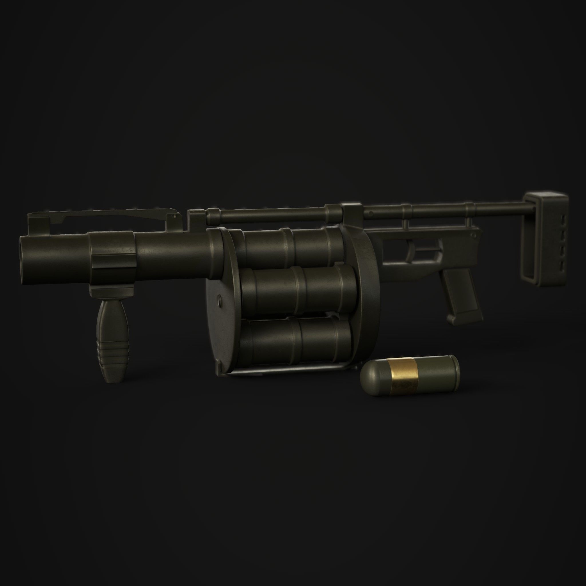 Grenade Launcher 40mm  Low-poly 3D model_8