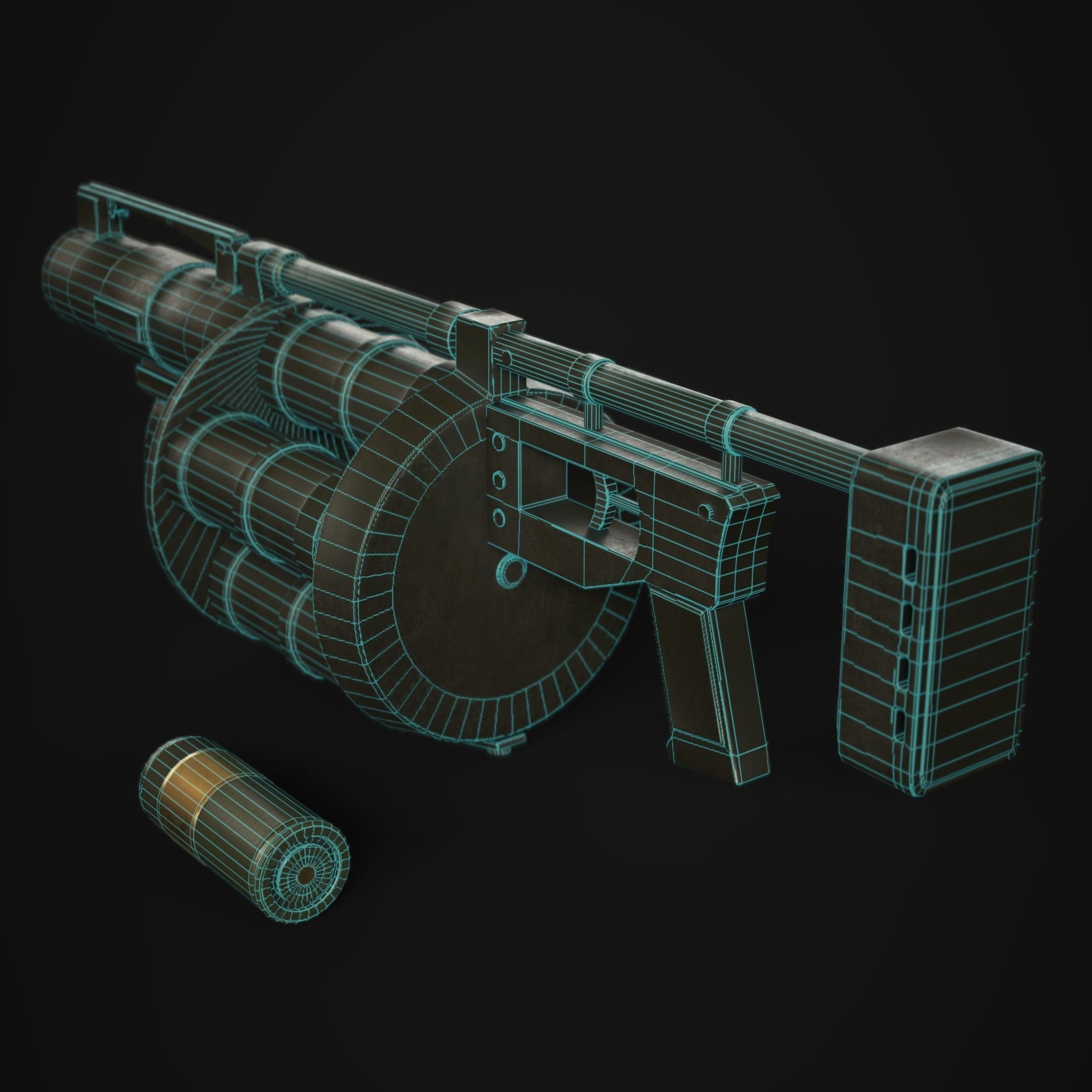 Grenade Launcher 40mm  Low-poly 3D model_12
