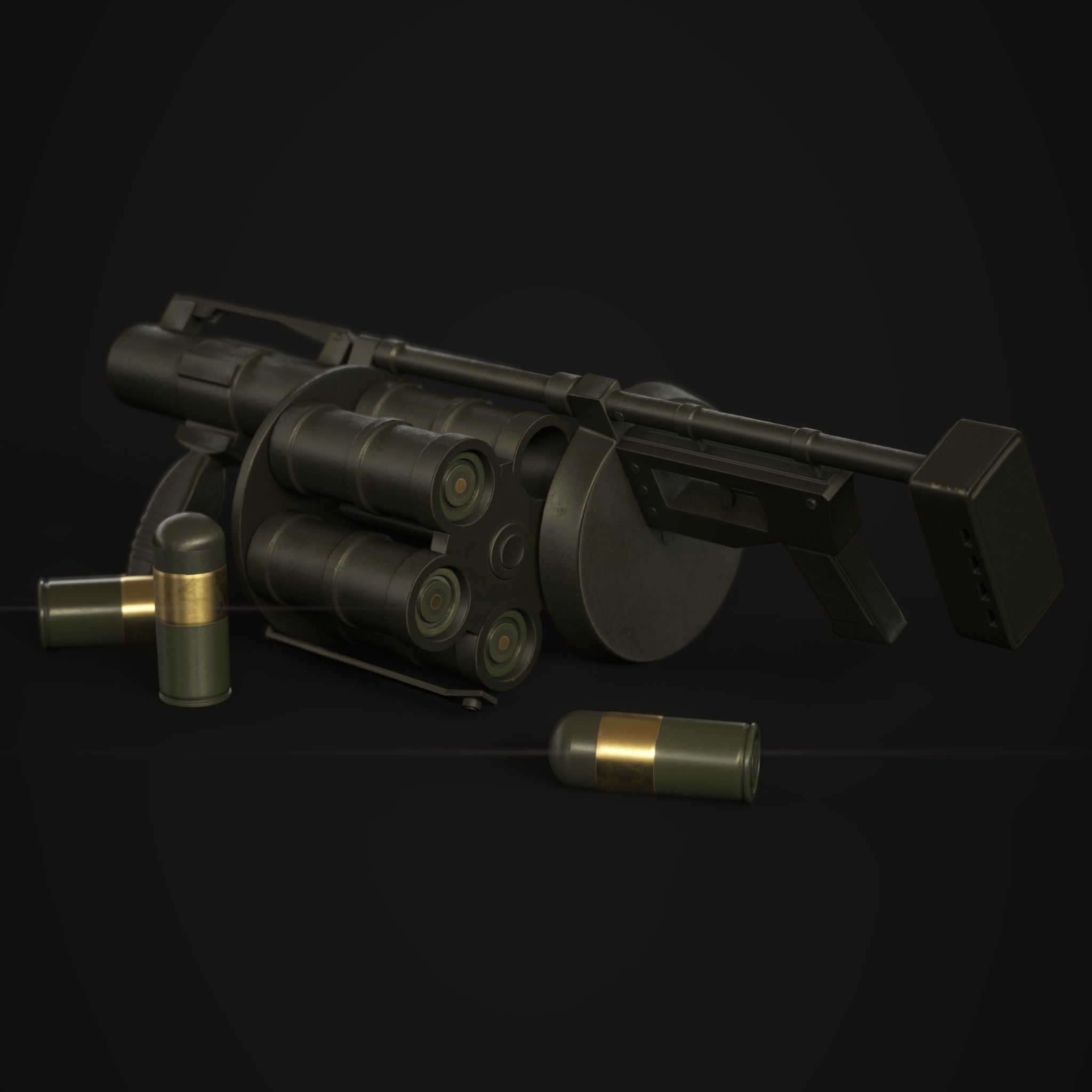 Grenade Launcher 40mm  Low-poly 3D model_6