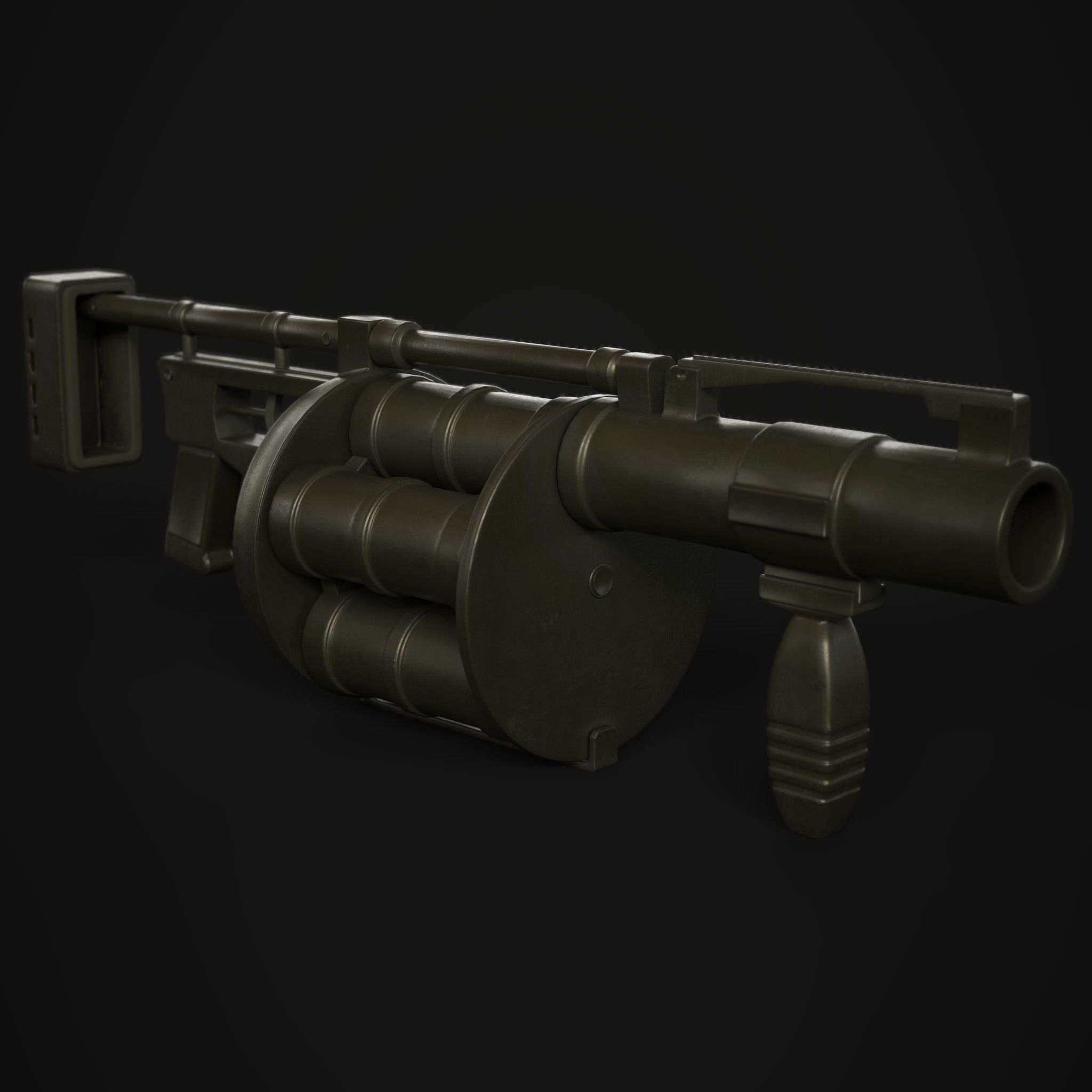 Grenade Launcher 40mm  Low-poly 3D model_3