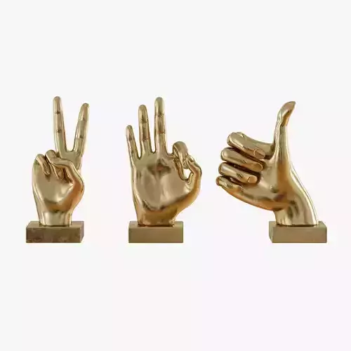 Metallic Hand 3 Piece Figurine Set 3D model