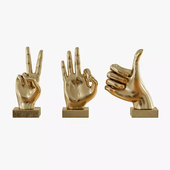 Metallic Hand 3 Piece Figurine Set 3D print model_0