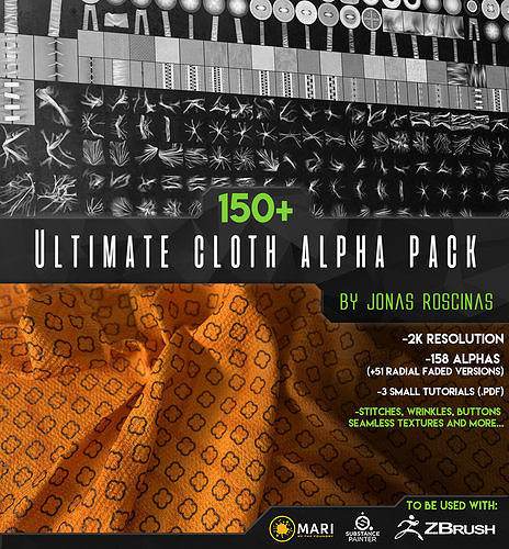 150 Ultimate Cloth Alpha Pack by J Roscinas Texture